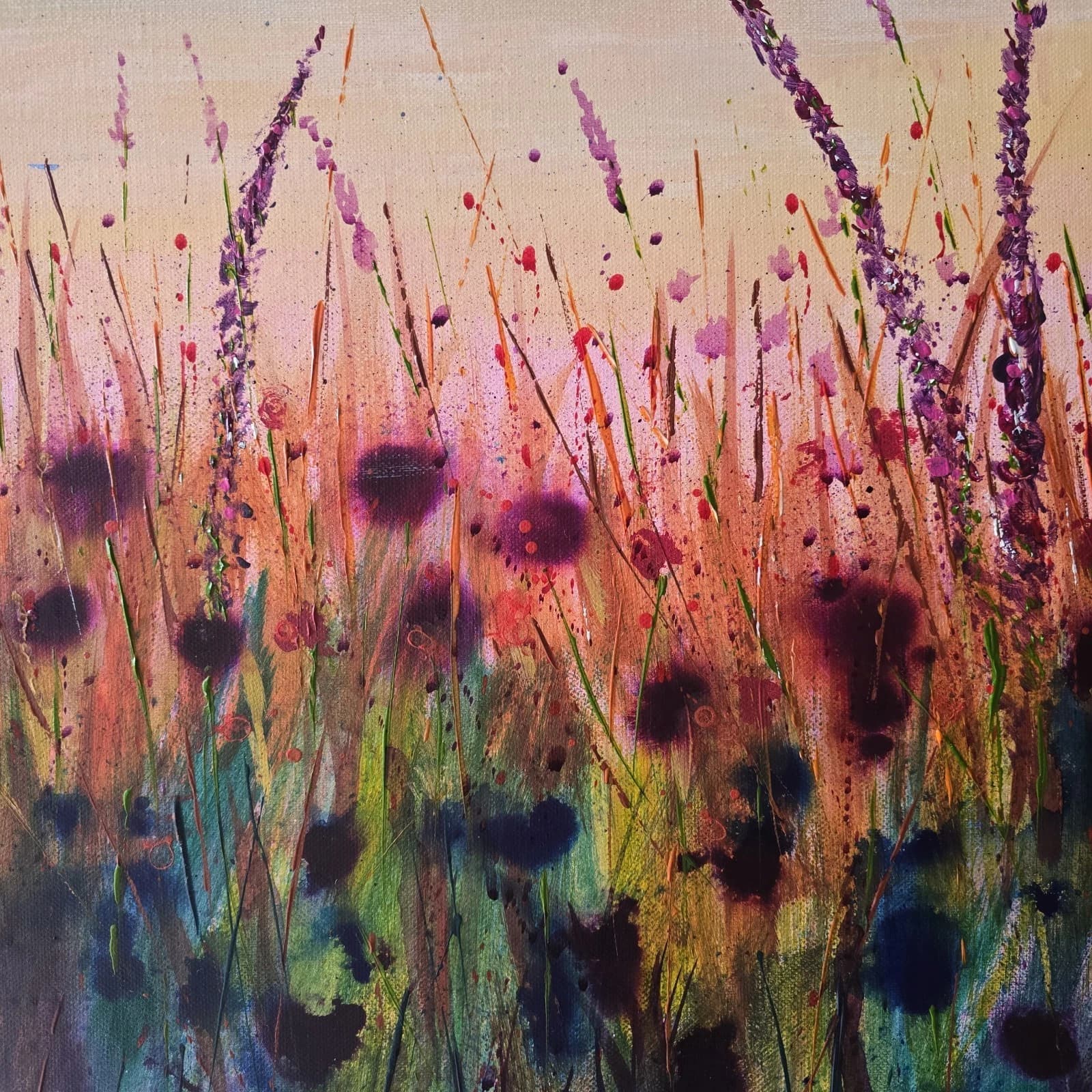 Extra Large 1.5m X 1m Landscape Coastal Floral Hills Painting thumbnail 14