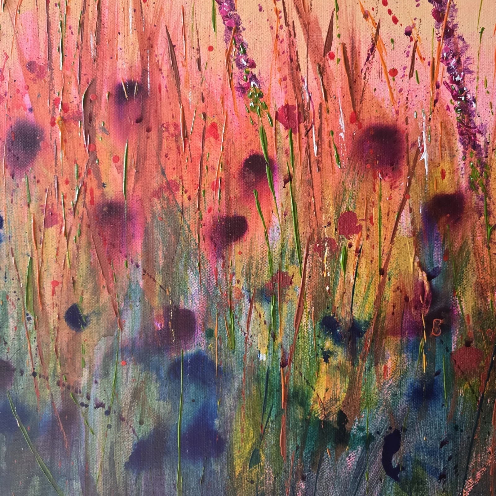 Extra Large 1.5m X 1m Landscape Coastal Floral Hills Painting thumbnail 15