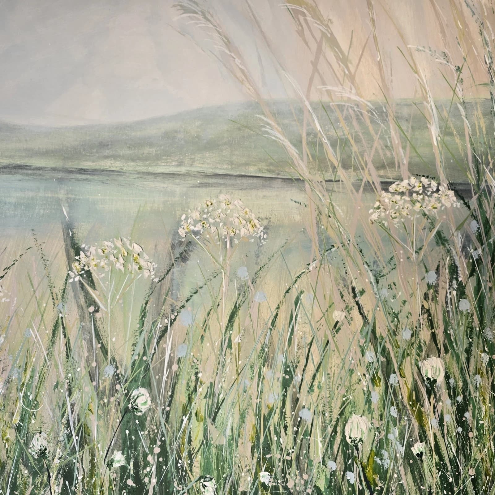 Extra Large 1.5m X 1m Landscape Painting Coastal Floral Calming thumbnail 12