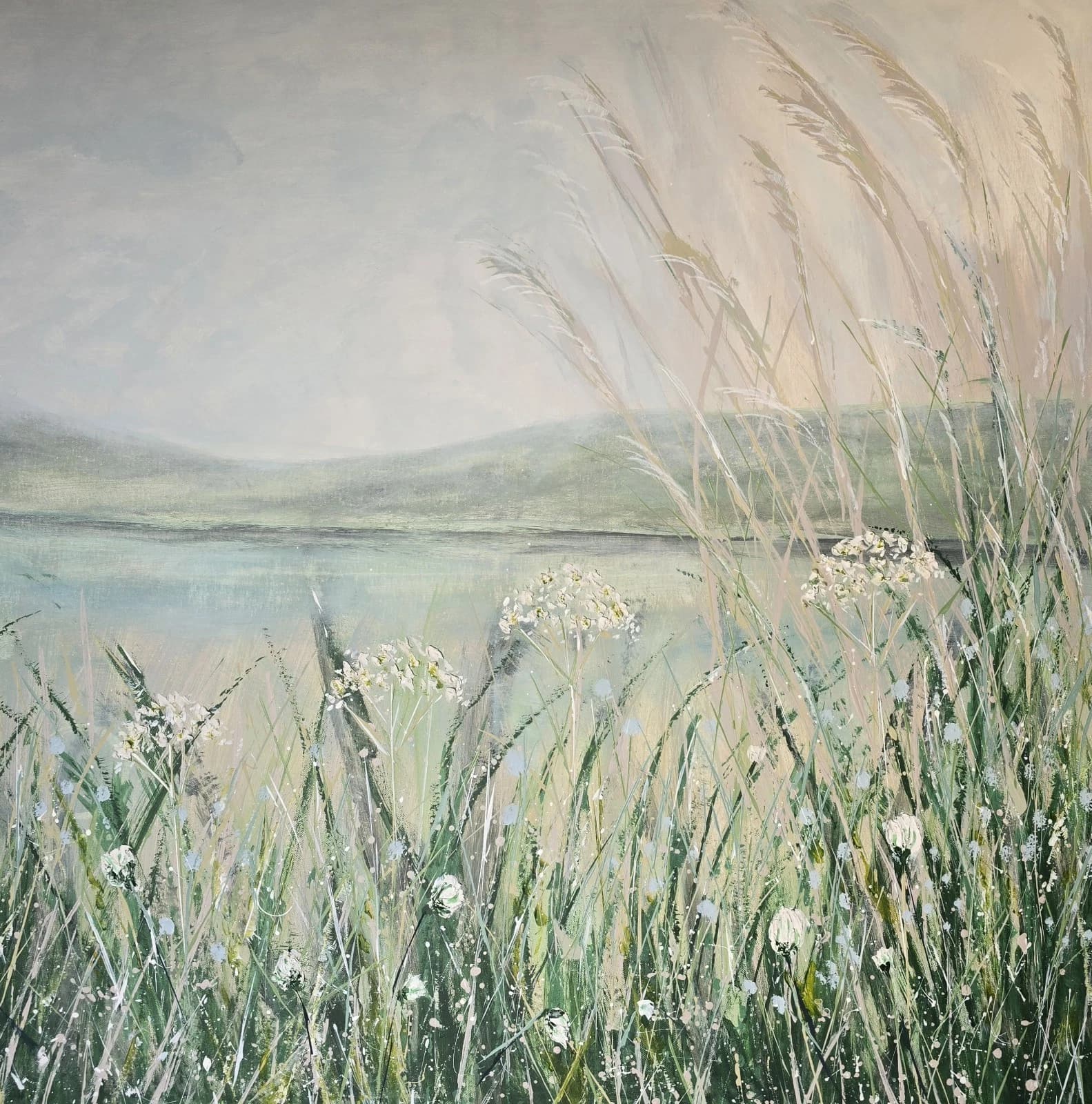 Extra Large 1.5m X 1m Landscape Painting Coastal Floral Calming thumbnail 14