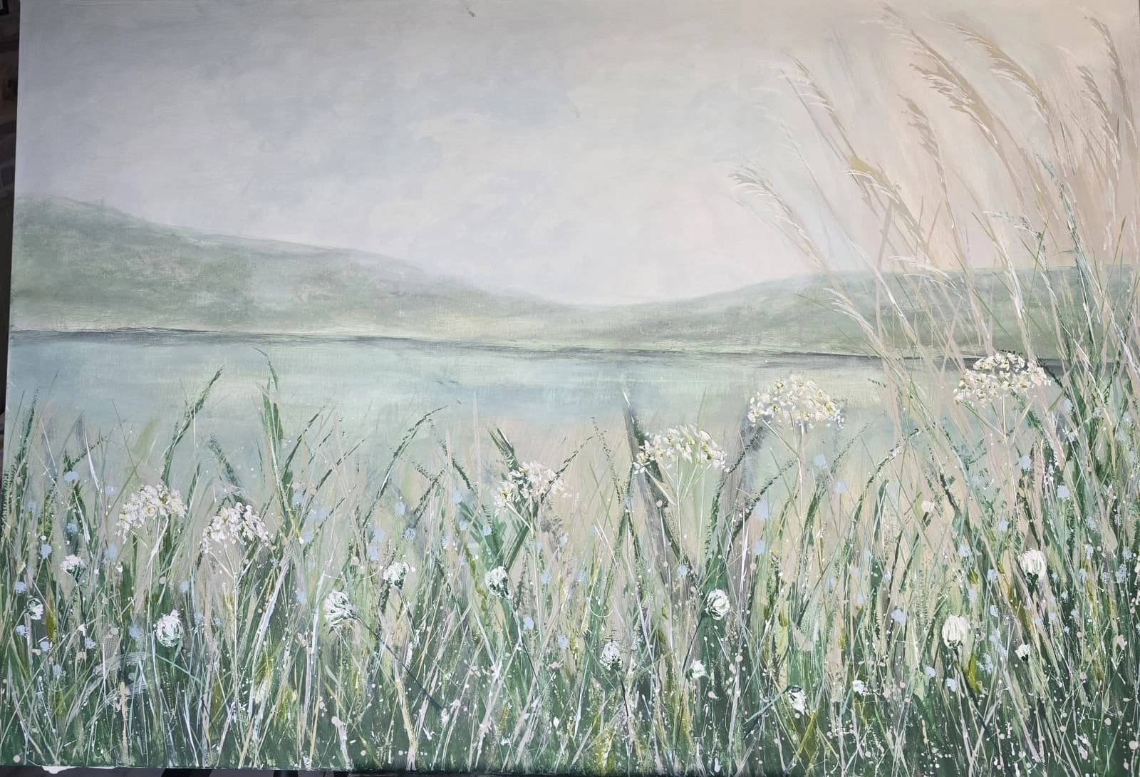 Extra Large 1.5m X 1m Landscape Painting Coastal Floral Calming thumbnail 3