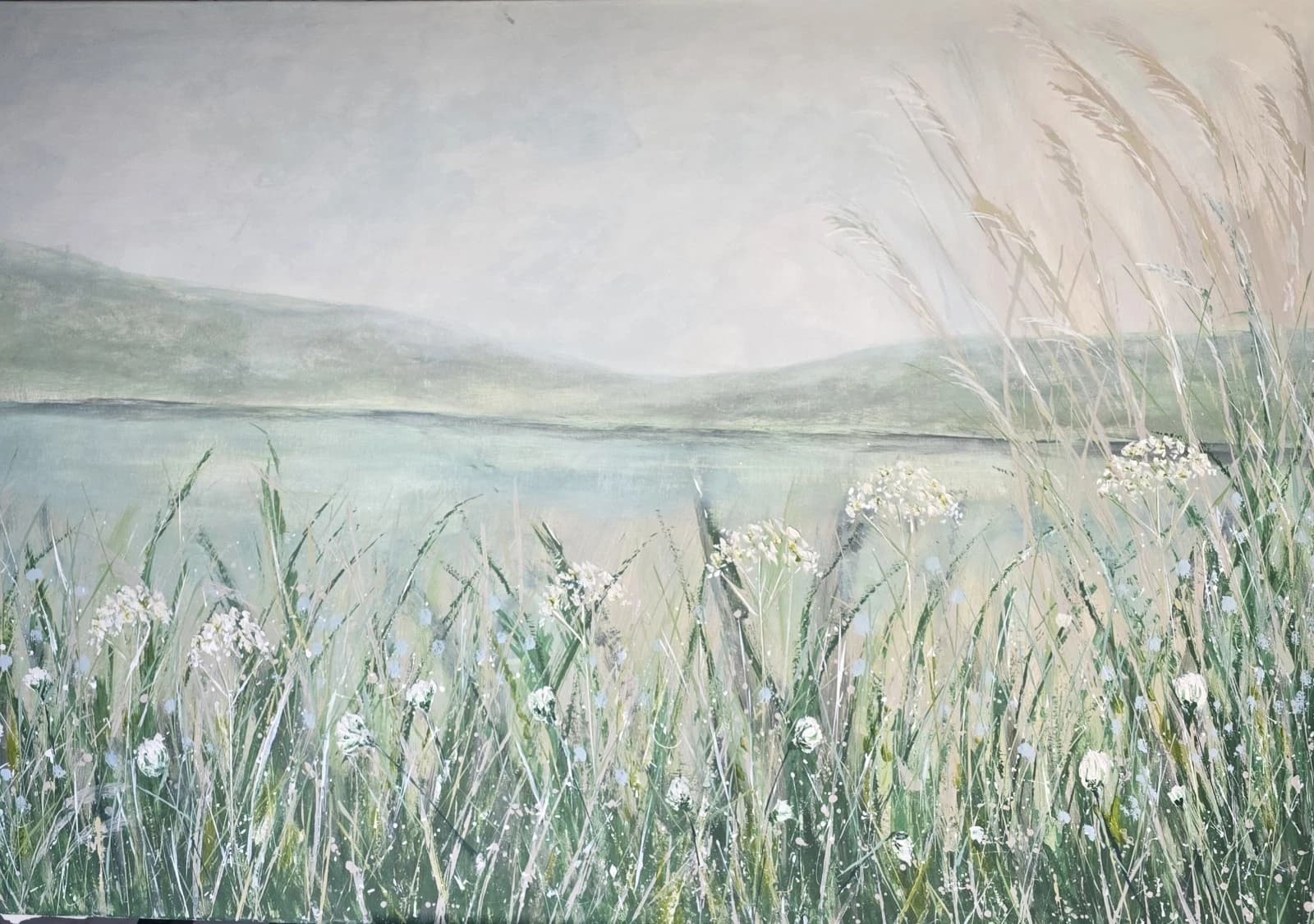 Extra Large 1.5m X 1m Landscape Painting Coastal Floral Calming thumbnail 4