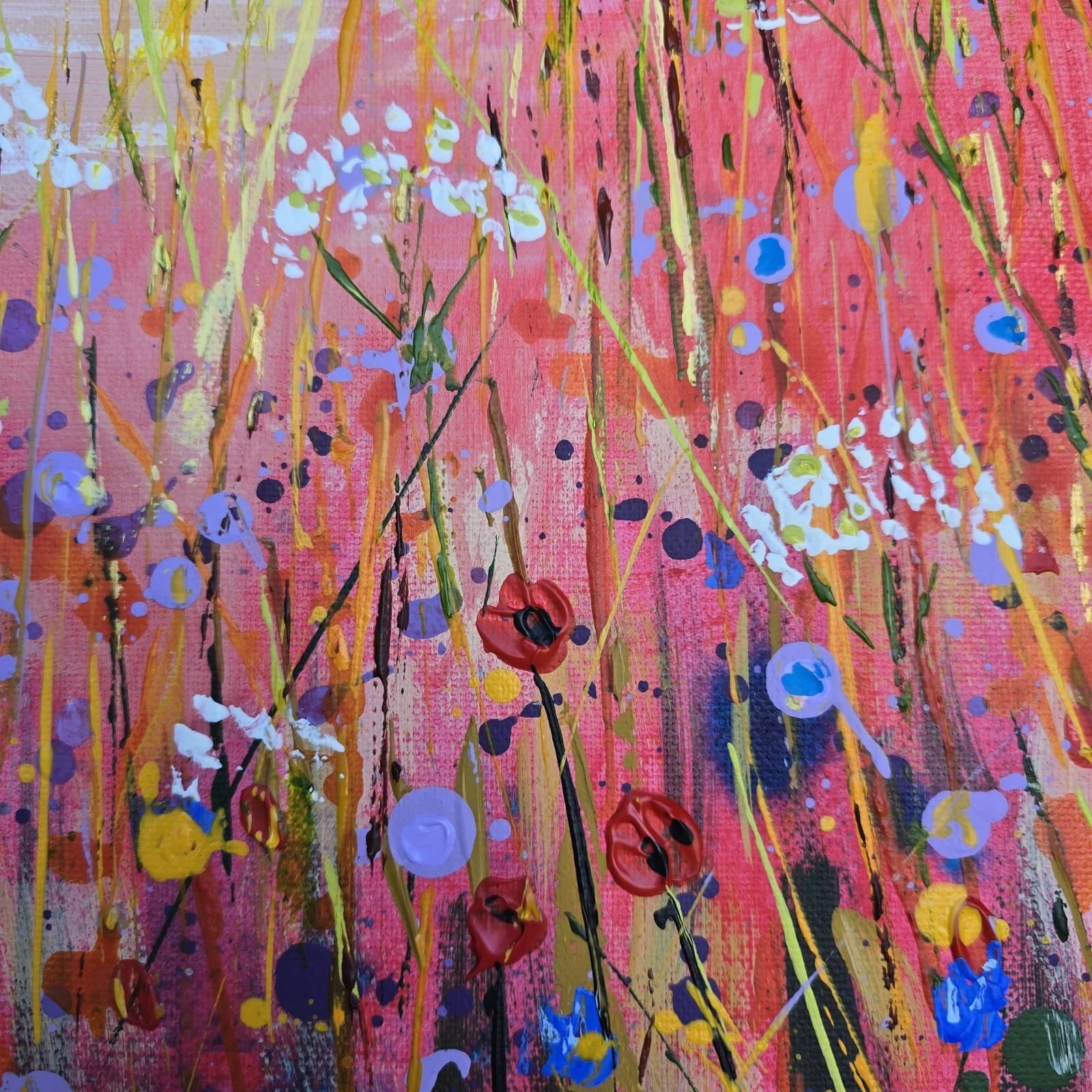 Extra Large 1m X 1m Landscape Coastal Cove Floral Acrylic Painting thumbnail 16