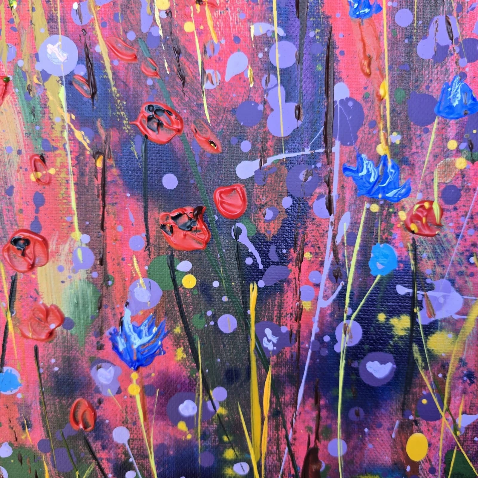 Extra Large 1m X 1m Landscape Coastal Cove Floral Acrylic Painting thumbnail 19