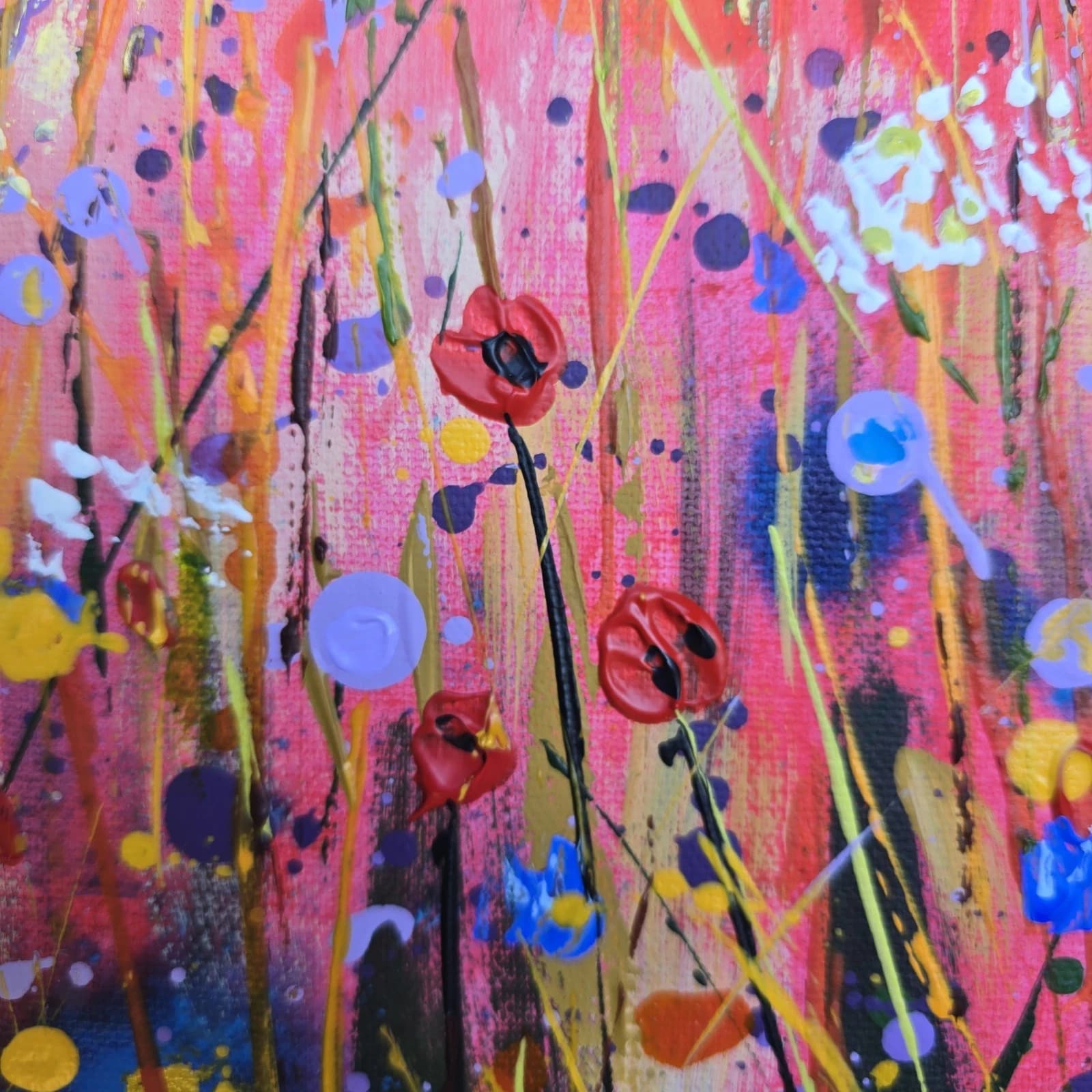 Extra Large 1m X 1m Landscape Coastal Cove Floral Acrylic Painting thumbnail 20