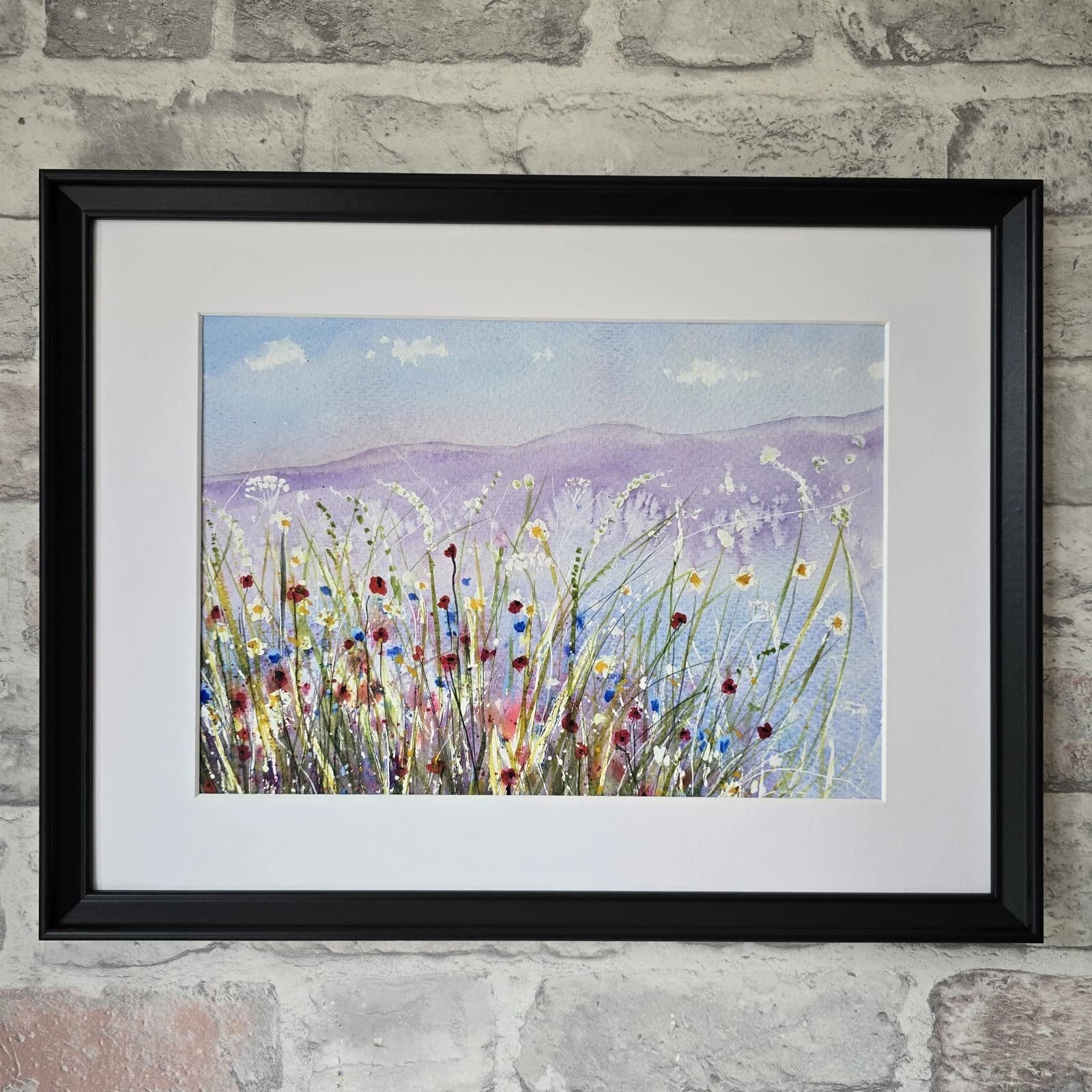 Floral Anglesey Landscape Watercolour Painting Framed