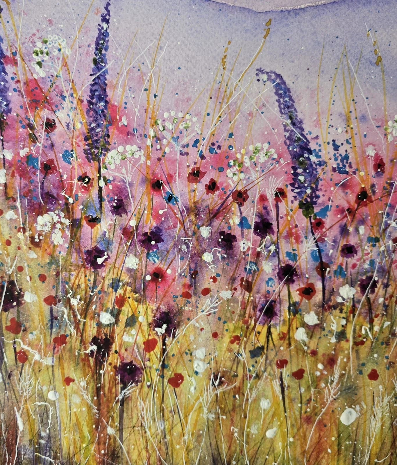 Floral Landscape Watercolour Painting Birds Contemporary Framed thumbnail 12