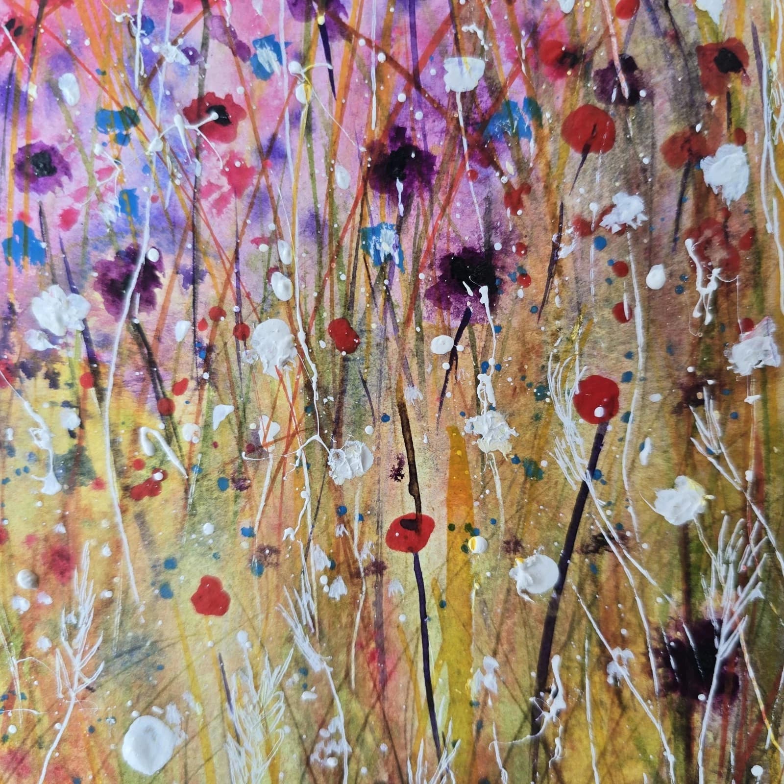 Floral Landscape Watercolour Painting Birds Contemporary Framed thumbnail 10