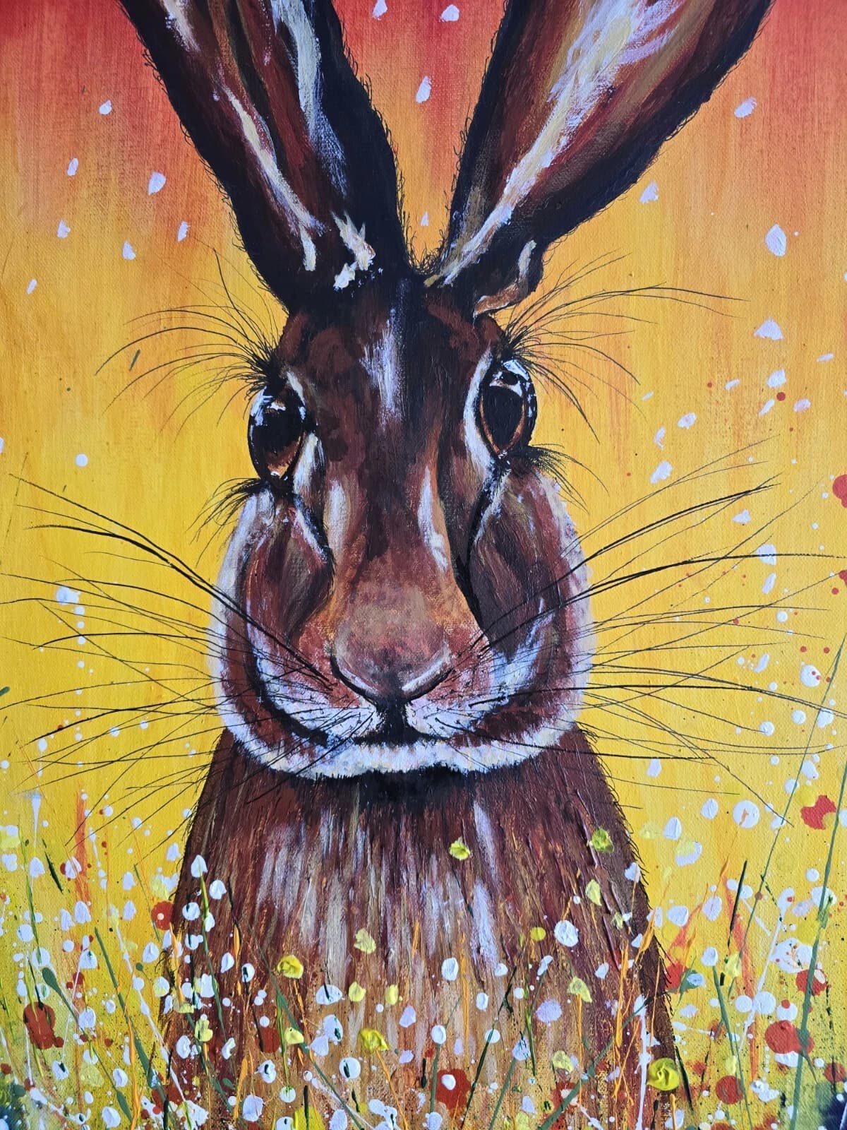 Hare in Flowers Large 1mx1m Acrylic Painting Easter Spring Gift thumbnail 18
