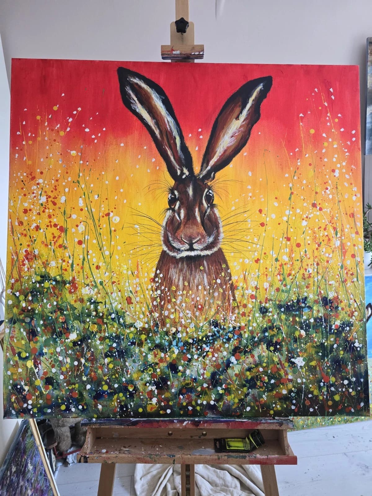 Hare in Flowers Large 1mx1m Acrylic Painting Easter Spring Gift thumbnail 24