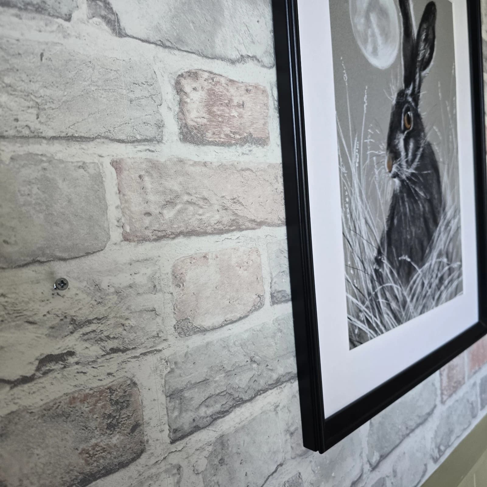 Hare Moon Charcoal Ink Drawing Framed thumbnail 5