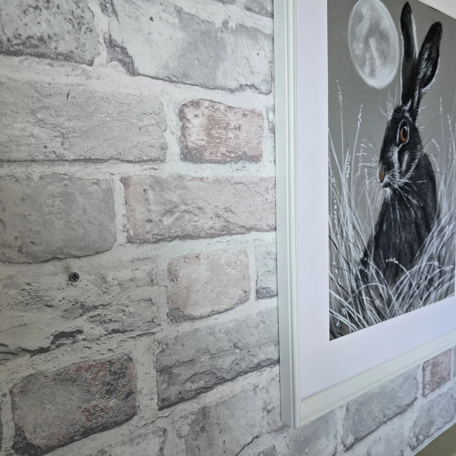 Hare Moon Charcoal Ink Drawing Framed thumbnail 8
