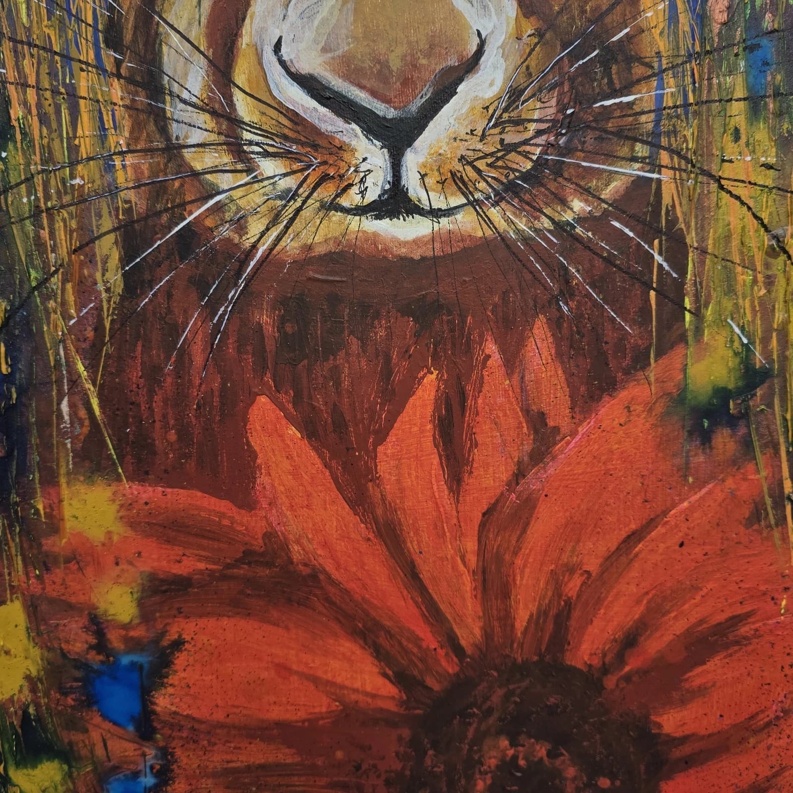 Hare/rabbit Flowers Large Acrylic Canvas Painting thumbnail 4