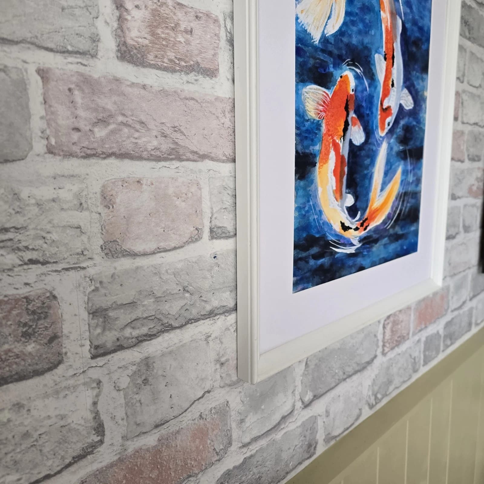 Koi Carp Fish Watercolour/Ink Painting Framed thumbnail 11