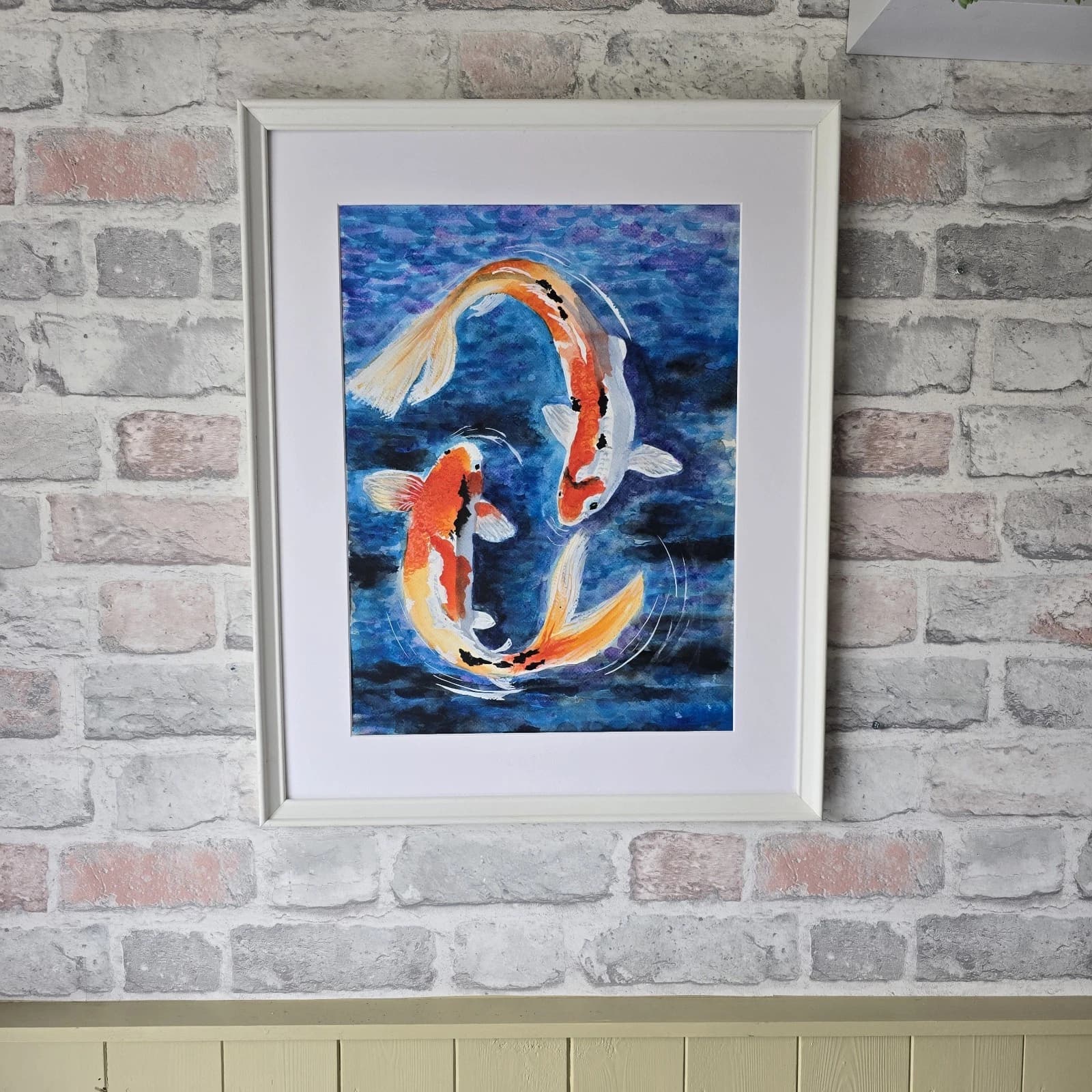 Koi Carp Fish Watercolour/Ink Painting Framed thumbnail 12