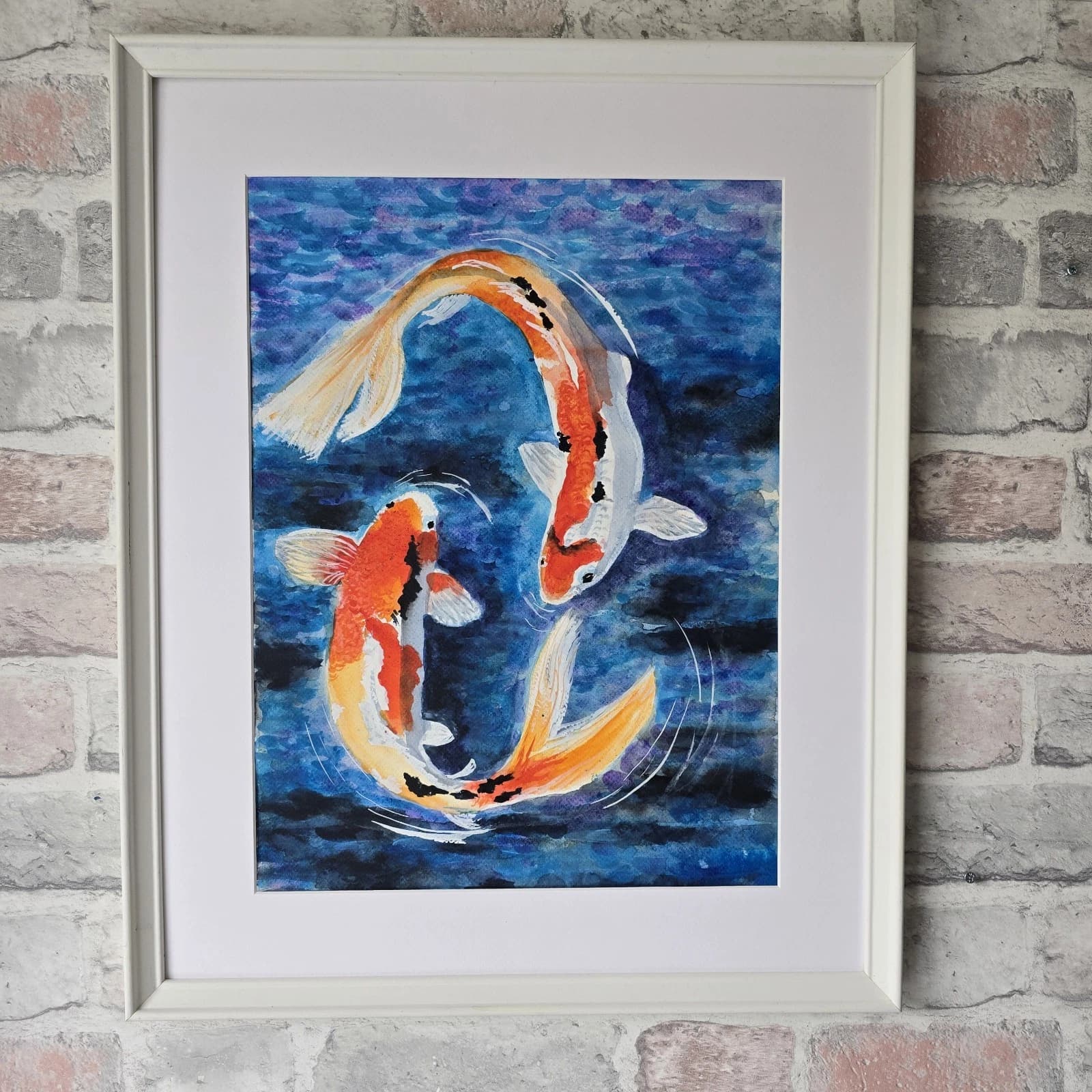 Koi Carp Fish Watercolour/Ink Painting Framed thumbnail 13