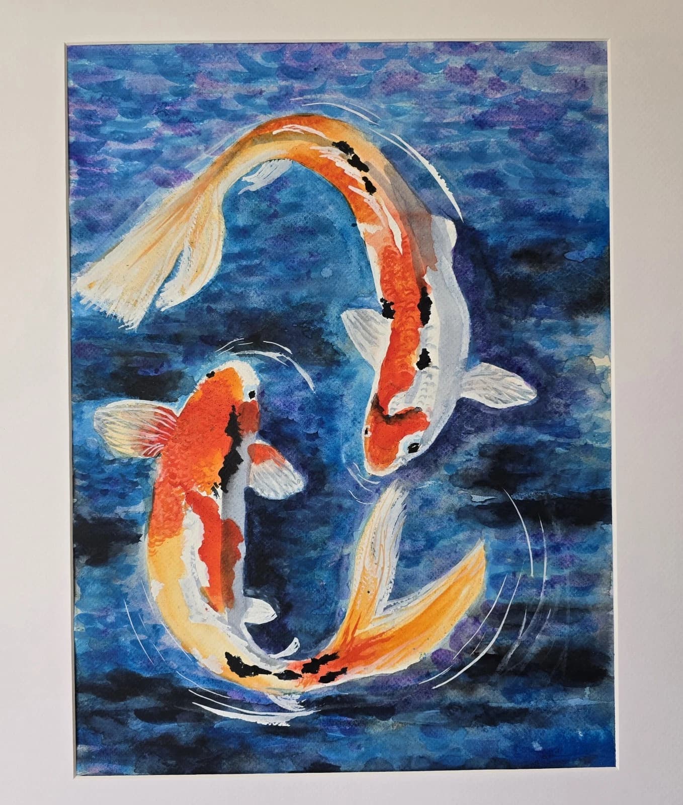 Koi Carp Fish Watercolour/Ink Painting Framed thumbnail 14