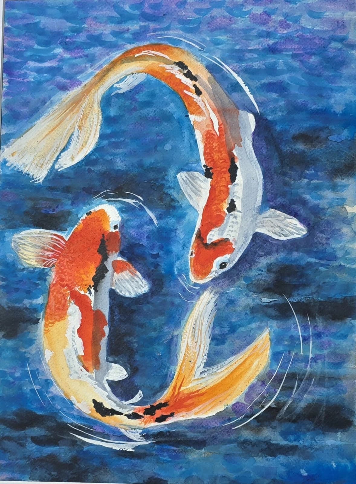 Koi Carp Fish Watercolour/Ink Painting Framed thumbnail 15