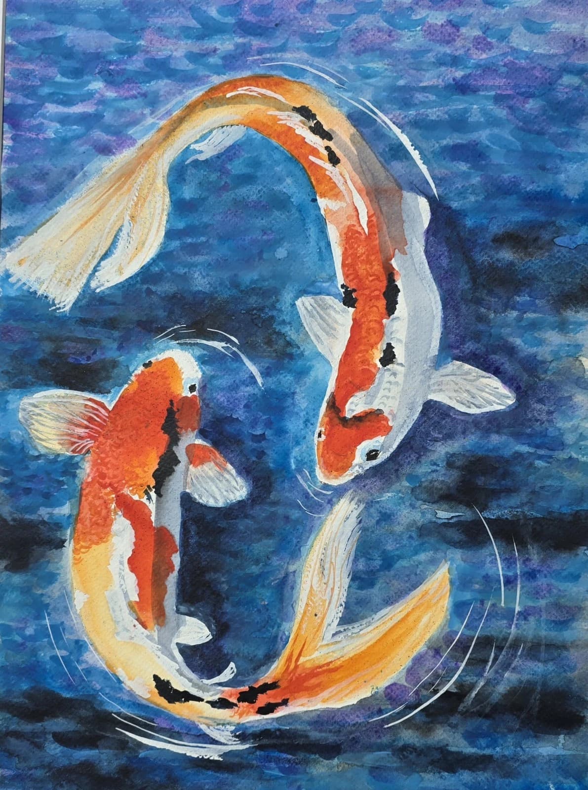 Koi Carp Fish Watercolour/Ink Painting Framed thumbnail 16