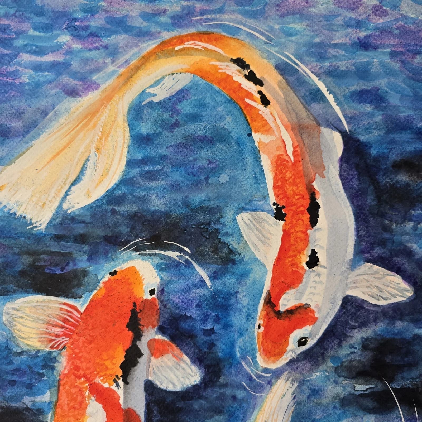 Koi Carp Fish Watercolour/Ink Painting Framed thumbnail 17