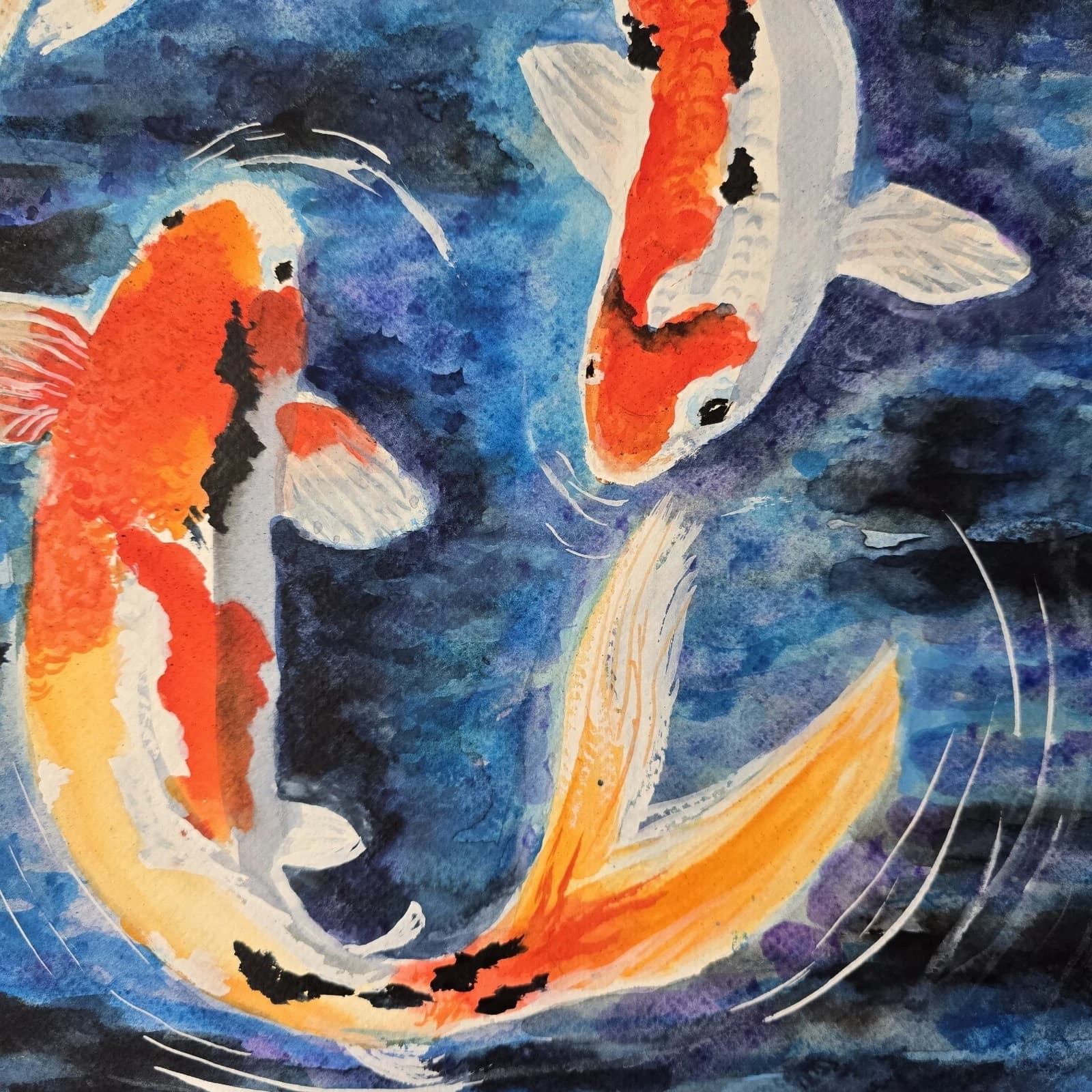 Koi Carp Fish Watercolour/Ink Painting Framed thumbnail 18
