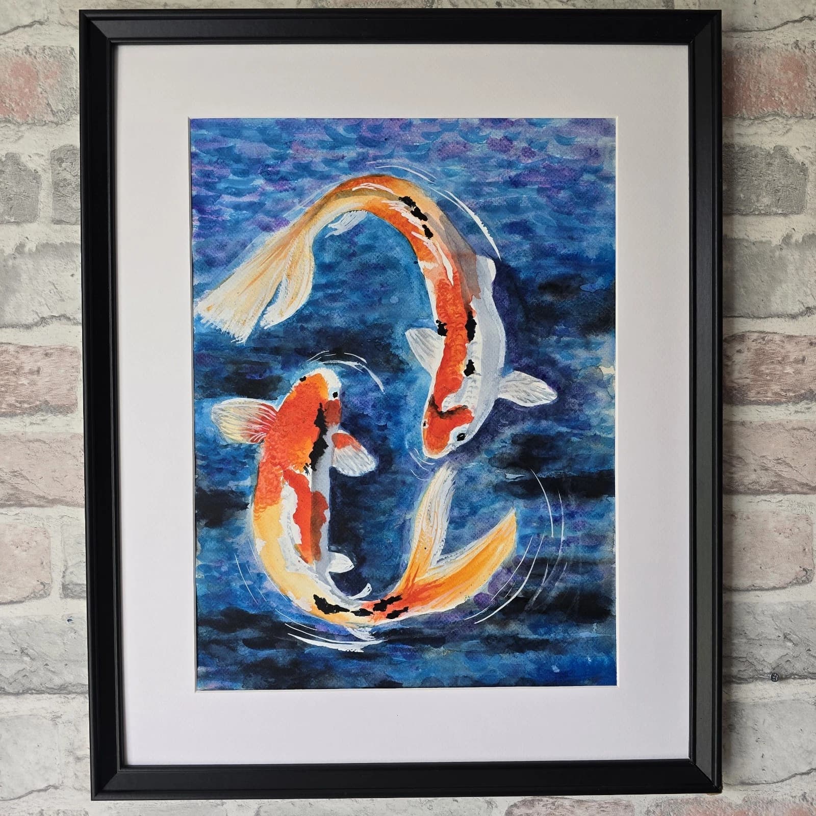 Koi Carp Fish Watercolour/Ink Painting Framed thumbnail 7