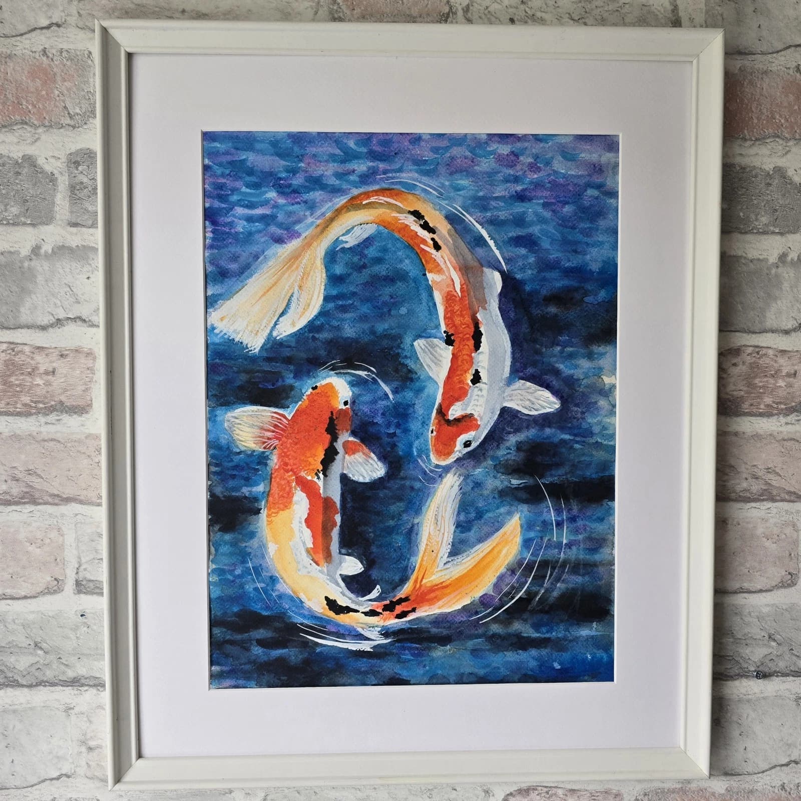 Koi Carp Fish Watercolour/Ink Painting Framed thumbnail 8
