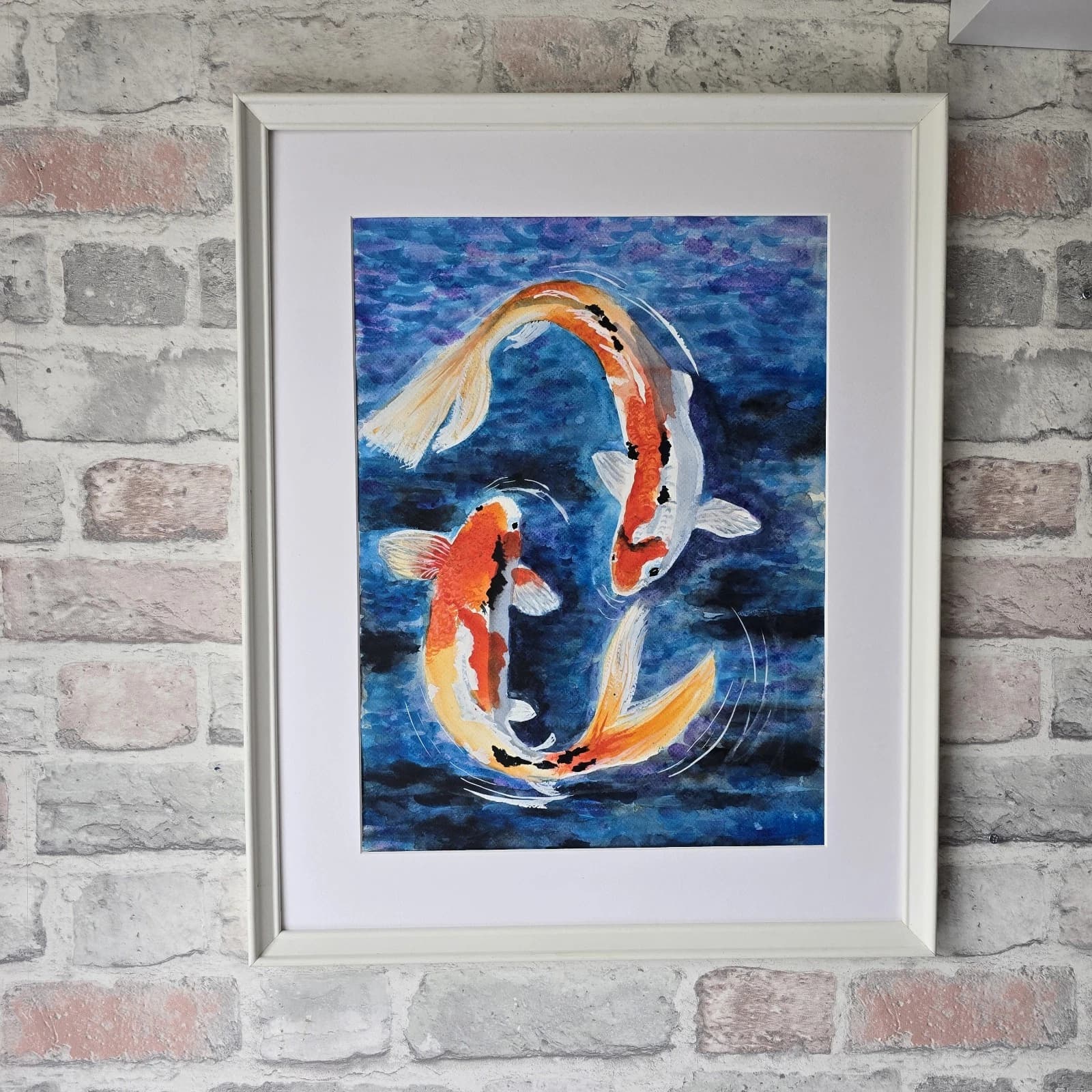 Koi Carp Fish Watercolour/Ink Painting Framed thumbnail 9