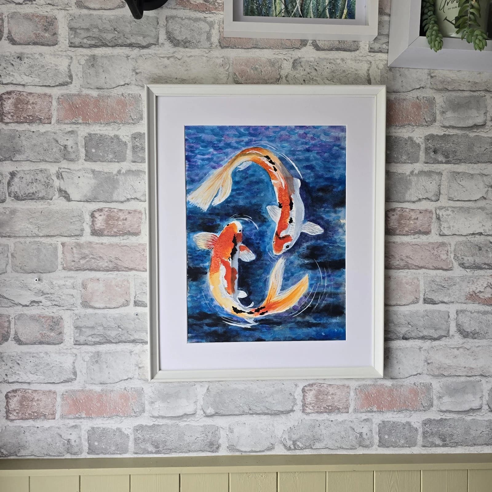 Koi Carp Fish Watercolour/Ink Painting Framed thumbnail 10