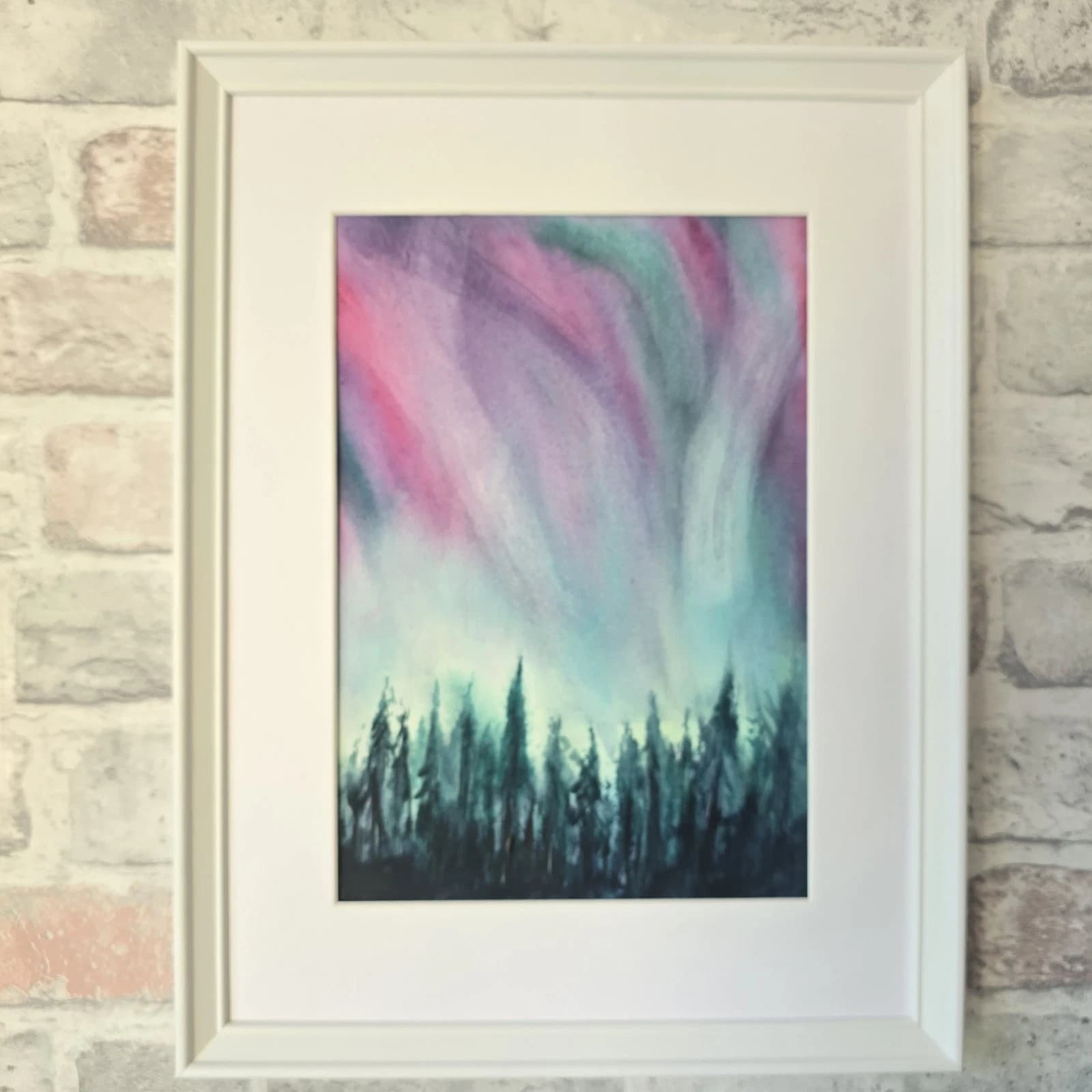 Landscape Painting Northern Lights Contemporary Framed thumbnail 2