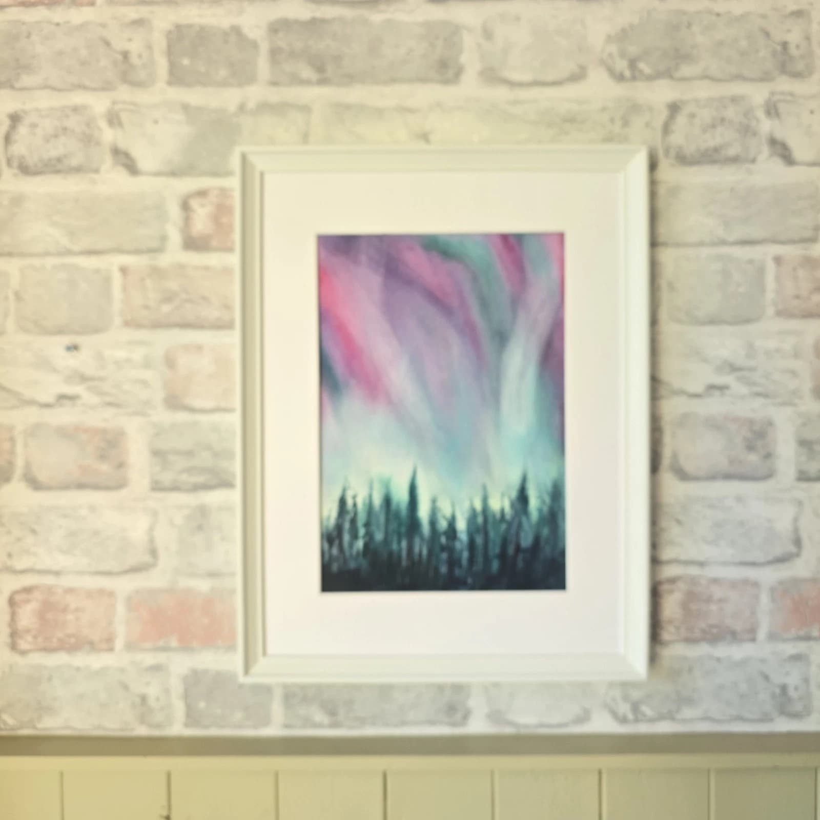 Landscape Painting Northern Lights Contemporary Framed thumbnail 3