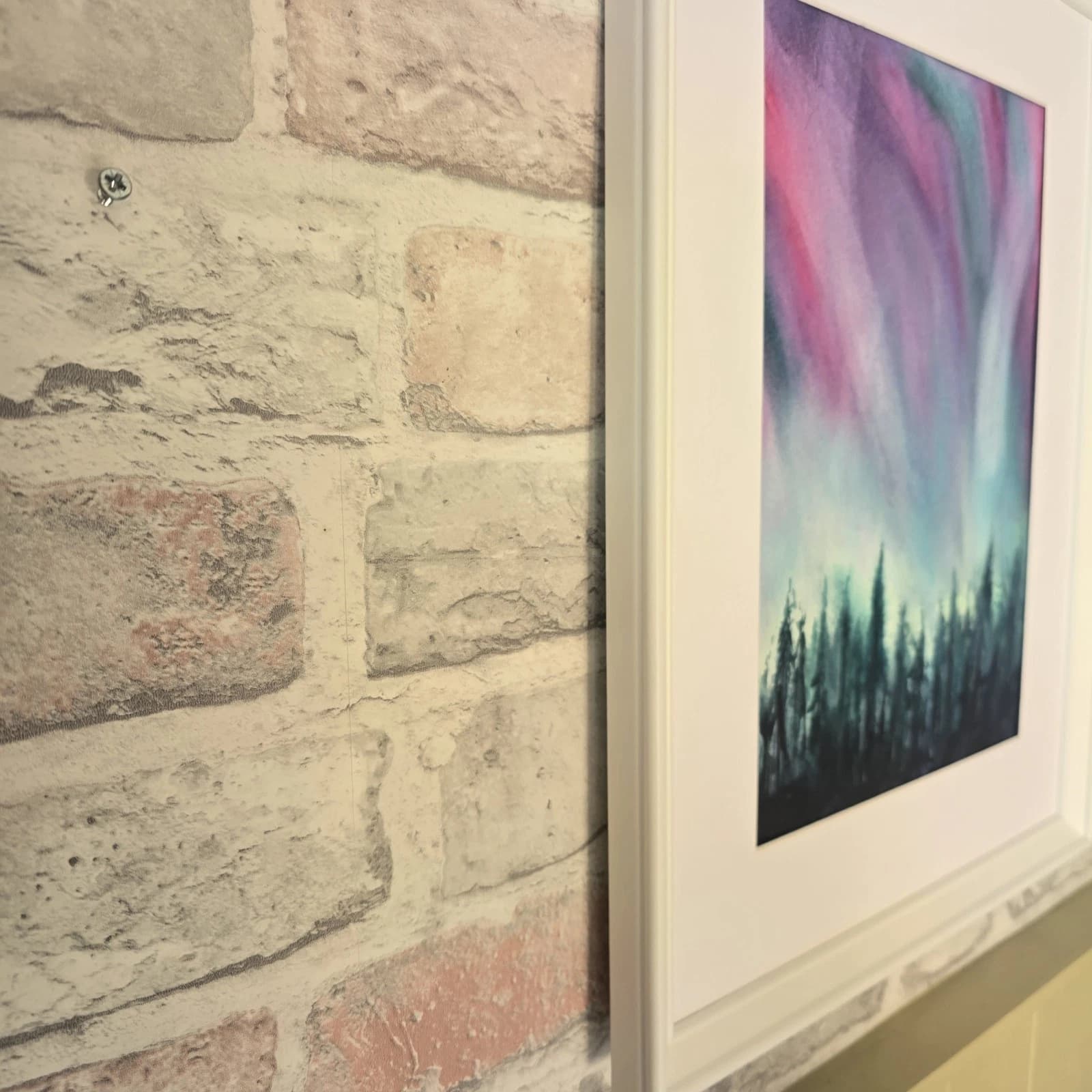 Landscape Painting Northern Lights Contemporary Framed thumbnail 4