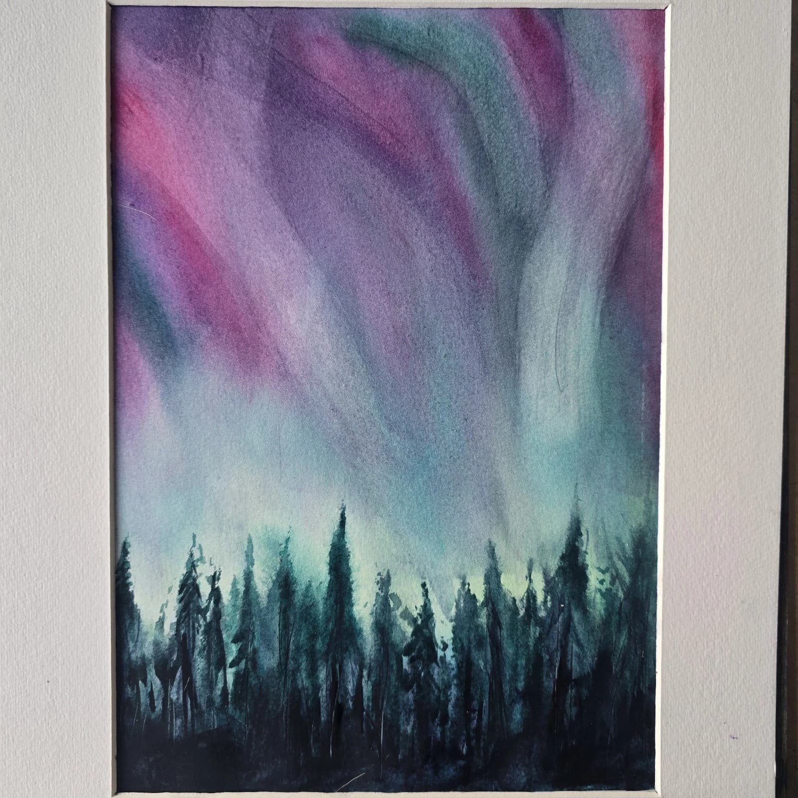 Landscape Painting Northern Lights Contemporary Framed thumbnail 7