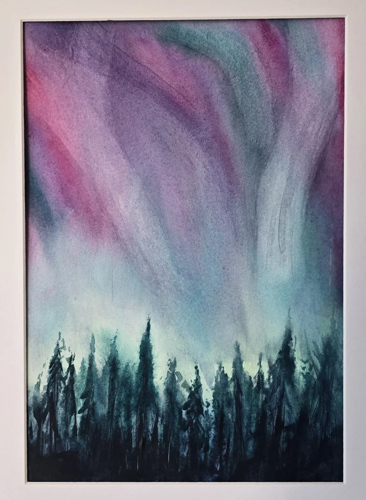 Landscape Painting Northern Lights Contemporary Framed thumbnail 8