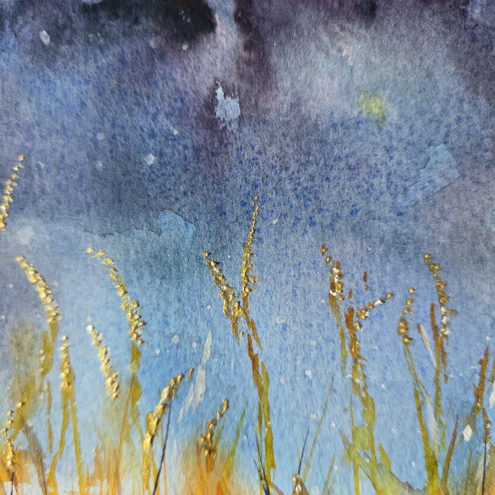Landscape Watercolour Painting Stormy Sky Clouds Contemporary Framed thumbnail 9