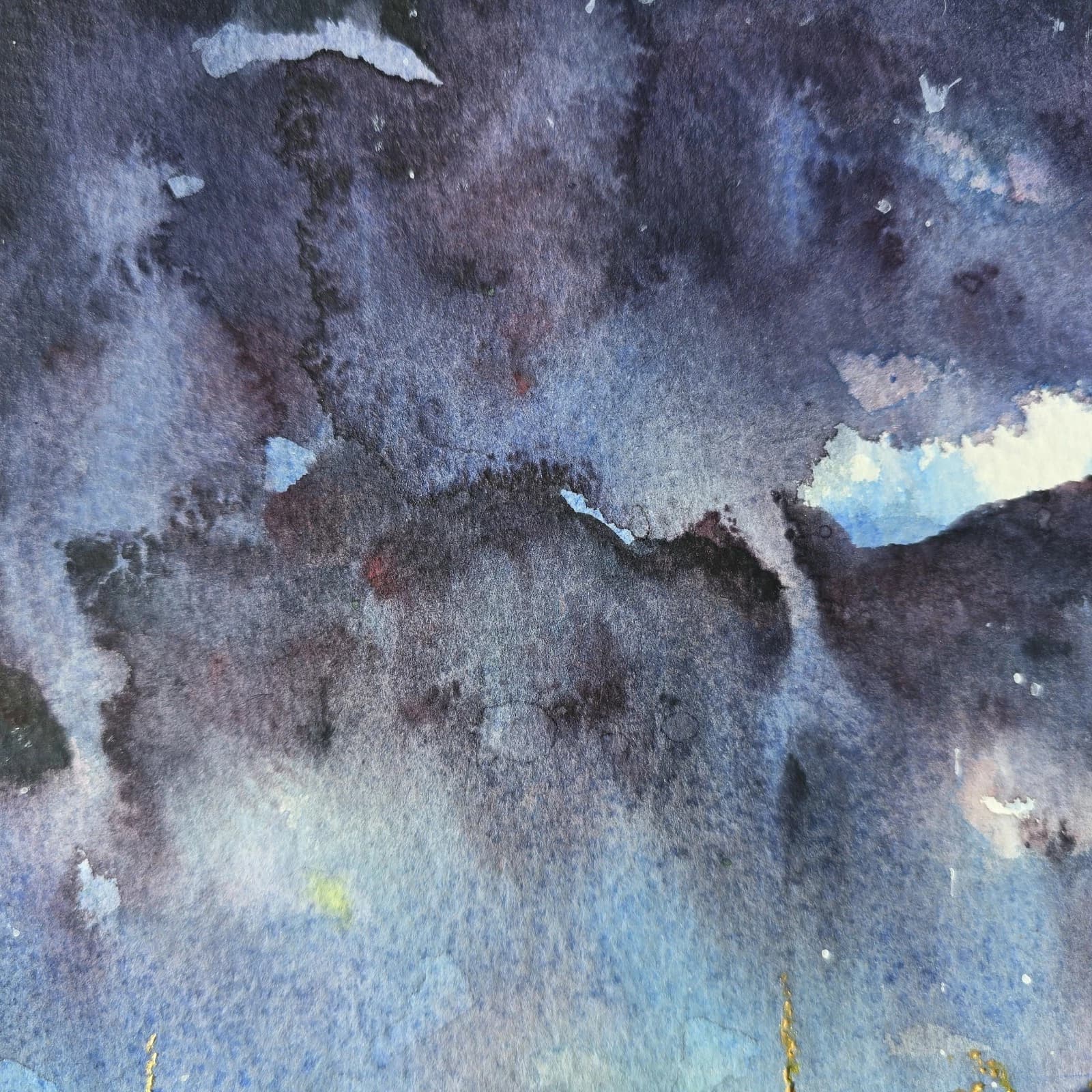 Landscape Watercolour Painting Stormy Sky Clouds Contemporary Framed thumbnail 10