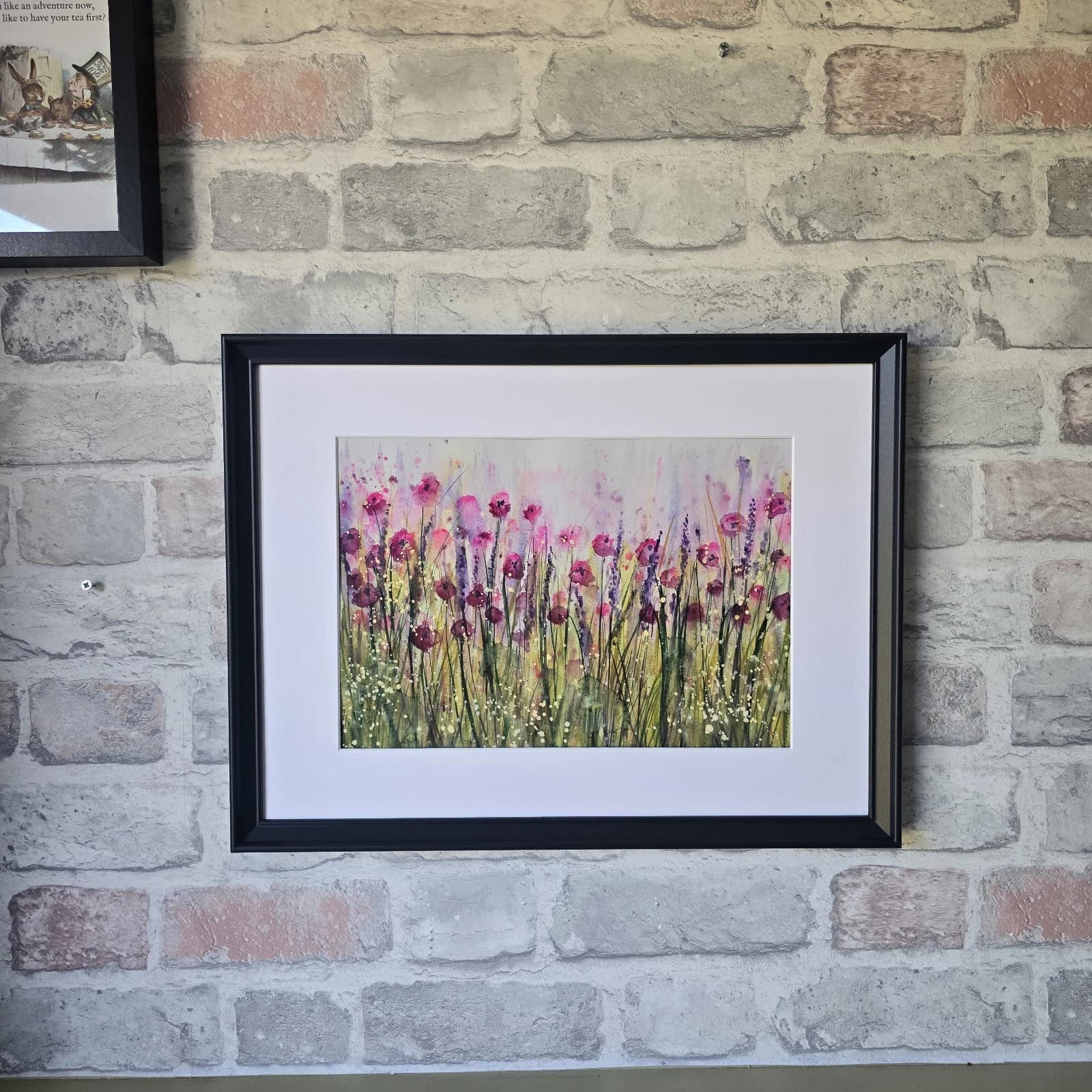 Landscape Watercolour Painting Wildflowers Poppies Modern Framed thumbnail 3