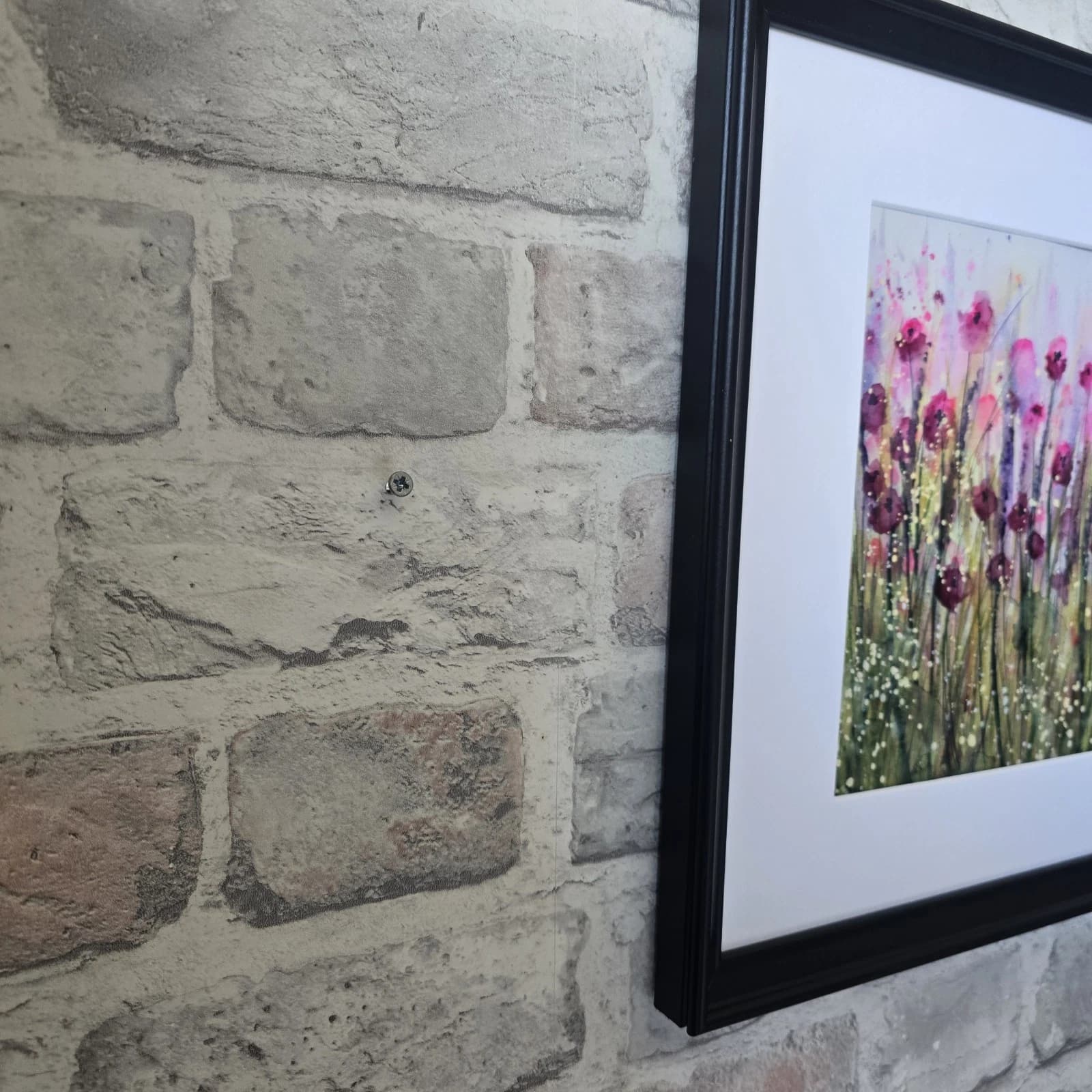 Landscape Watercolour Painting Wildflowers Poppies Modern Framed thumbnail 6