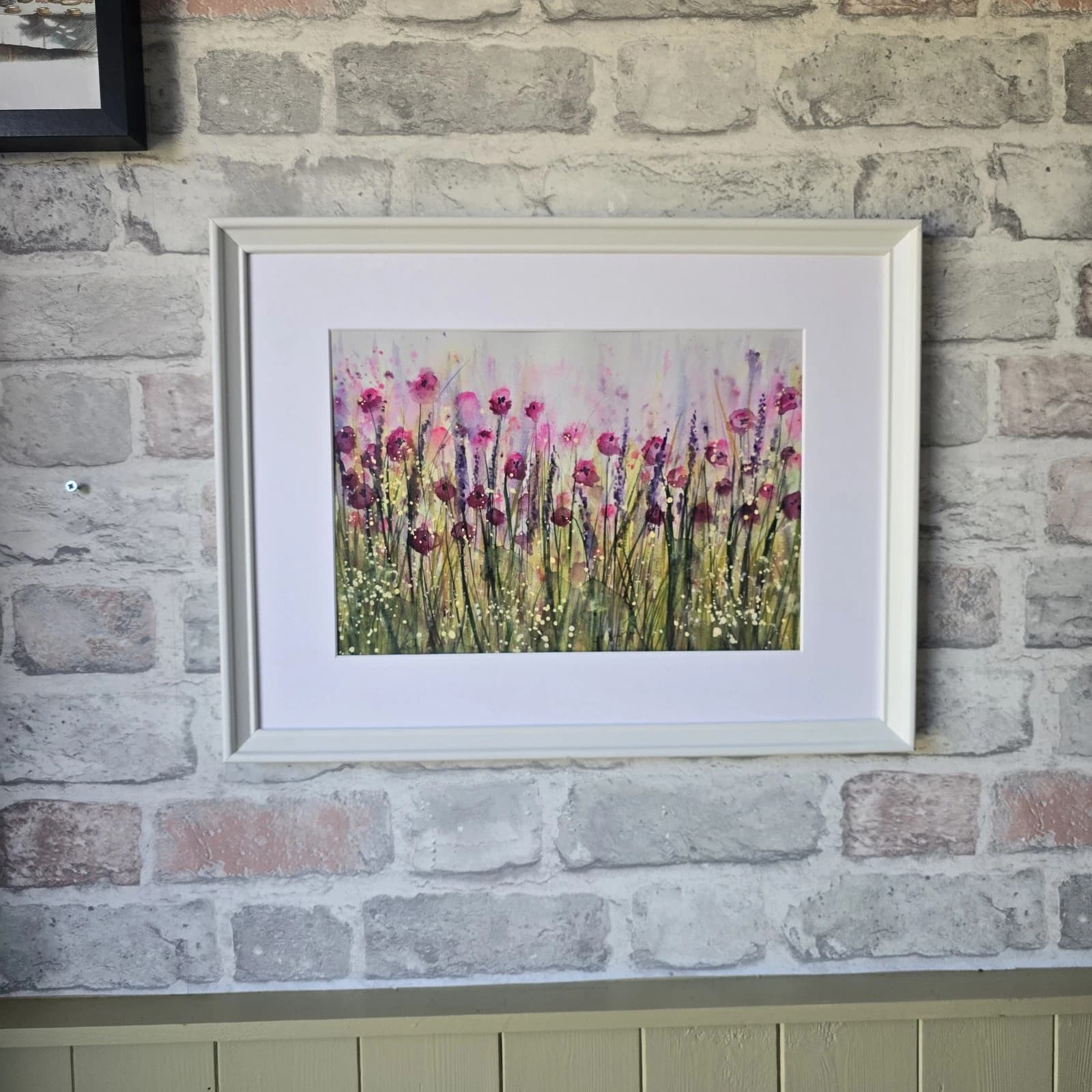 Landscape Watercolour Painting Wildflowers Poppies Modern Framed thumbnail 7