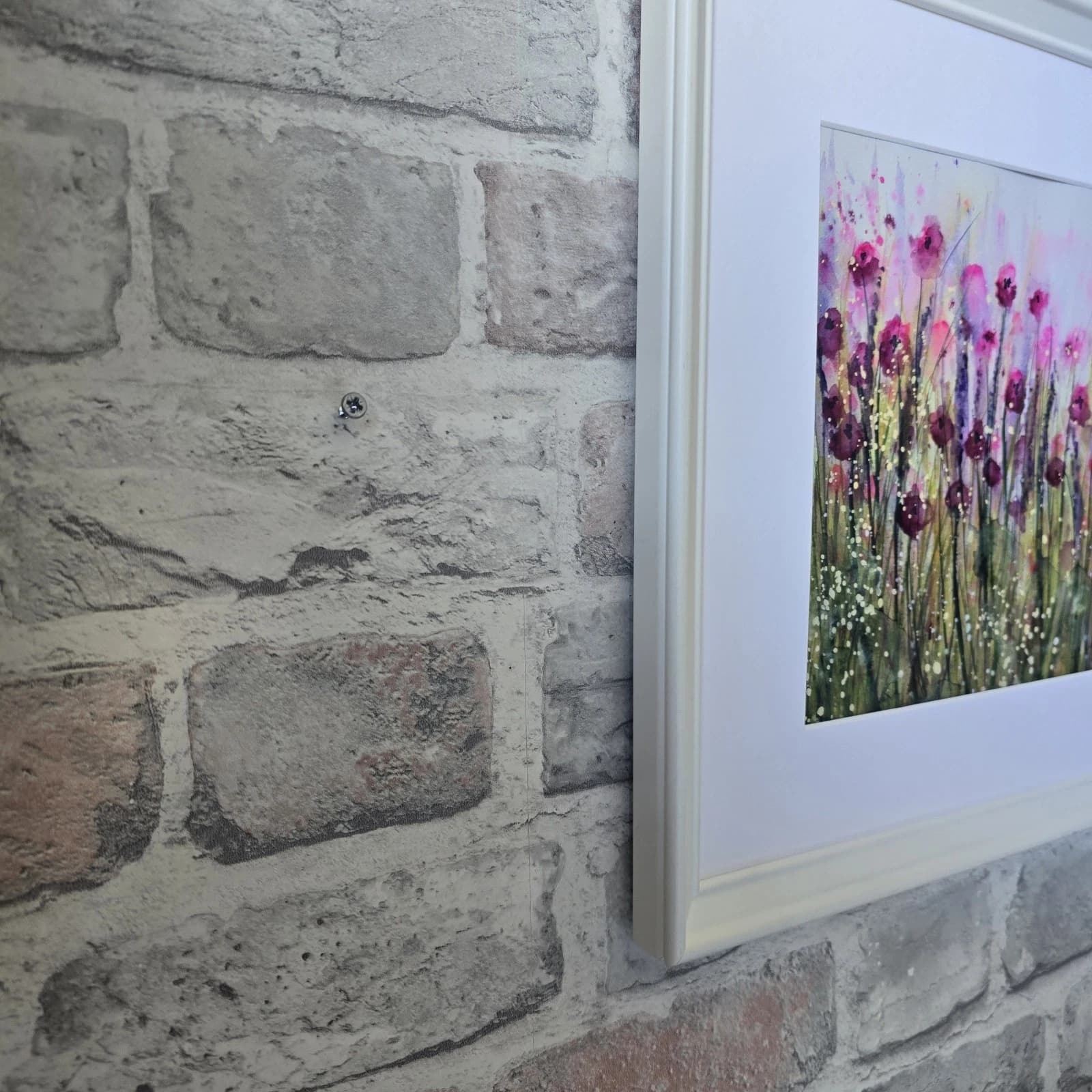 Landscape Watercolour Painting Wildflowers Poppies Modern Framed thumbnail 9