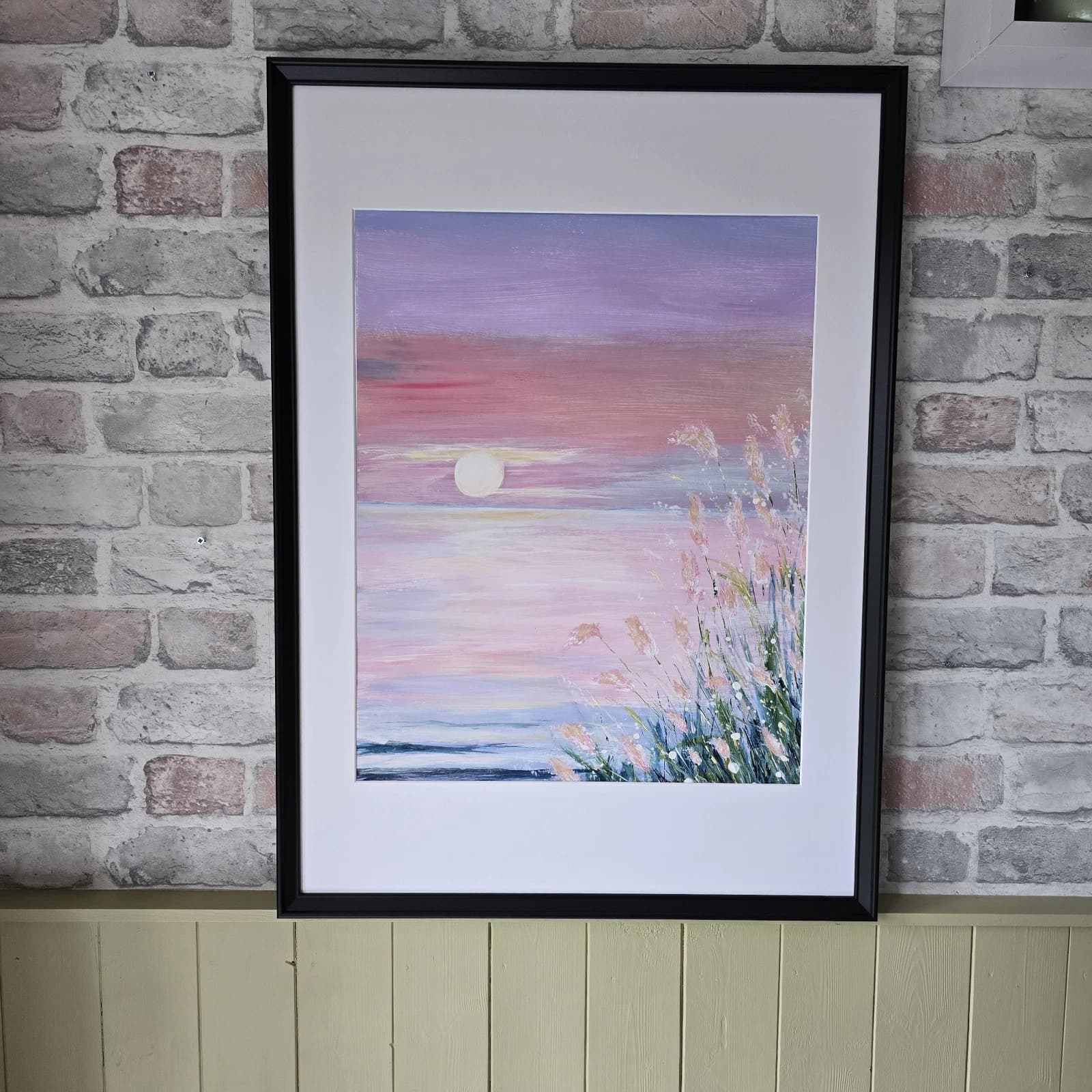Large Acrylic Coastal Sunset Painting Framed Floral Gift thumbnail 15