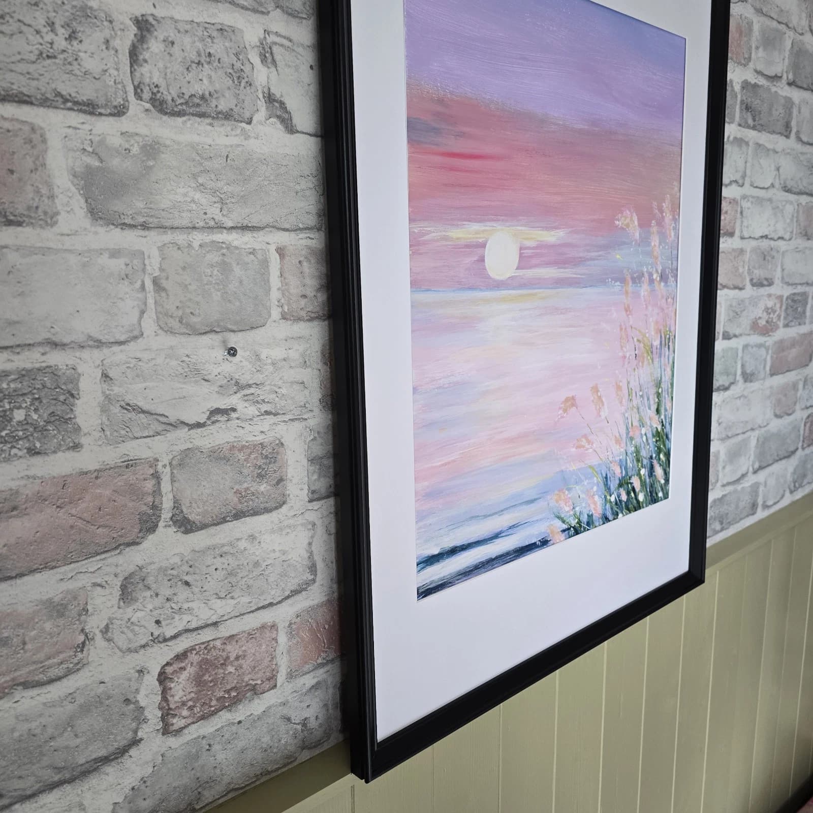 Large Acrylic Coastal Sunset Painting Framed Floral Gift thumbnail 16