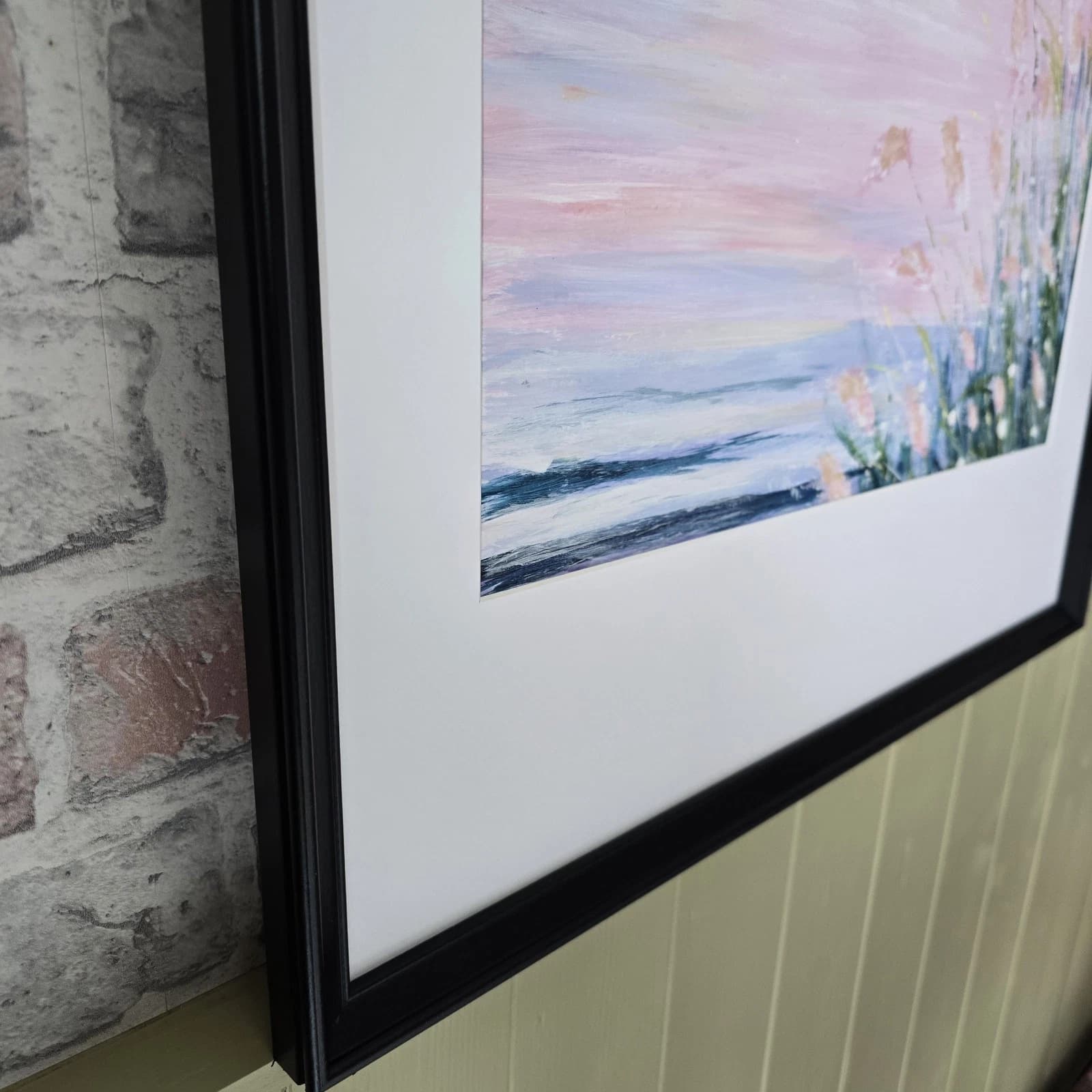 Large Acrylic Coastal Sunset Painting Framed Floral Gift thumbnail 17