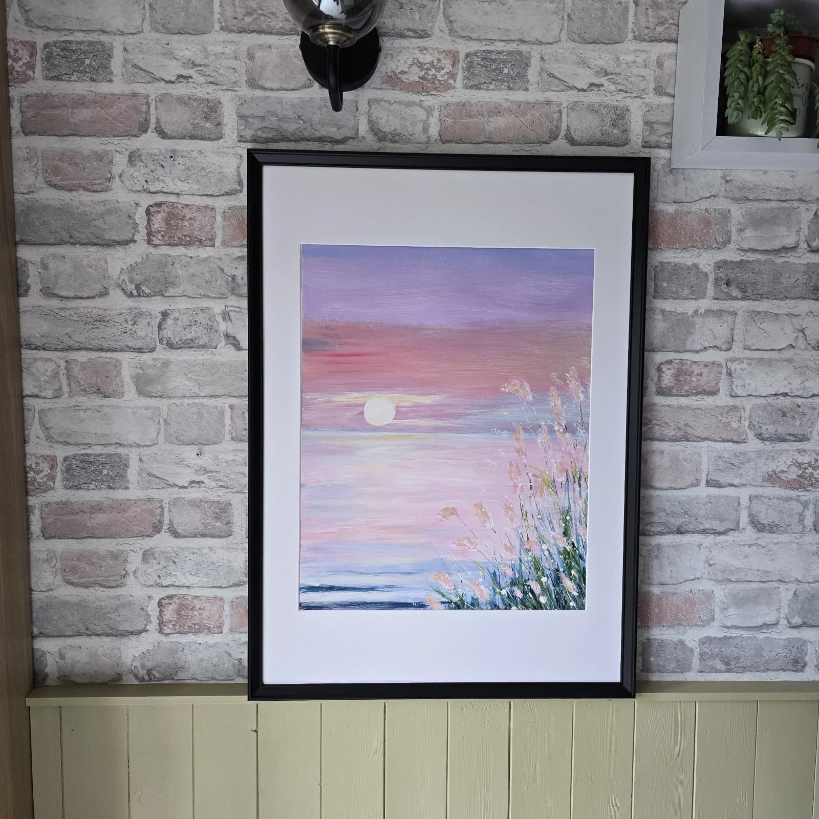 Large Acrylic Coastal Sunset Painting Framed Floral Gift thumbnail 18