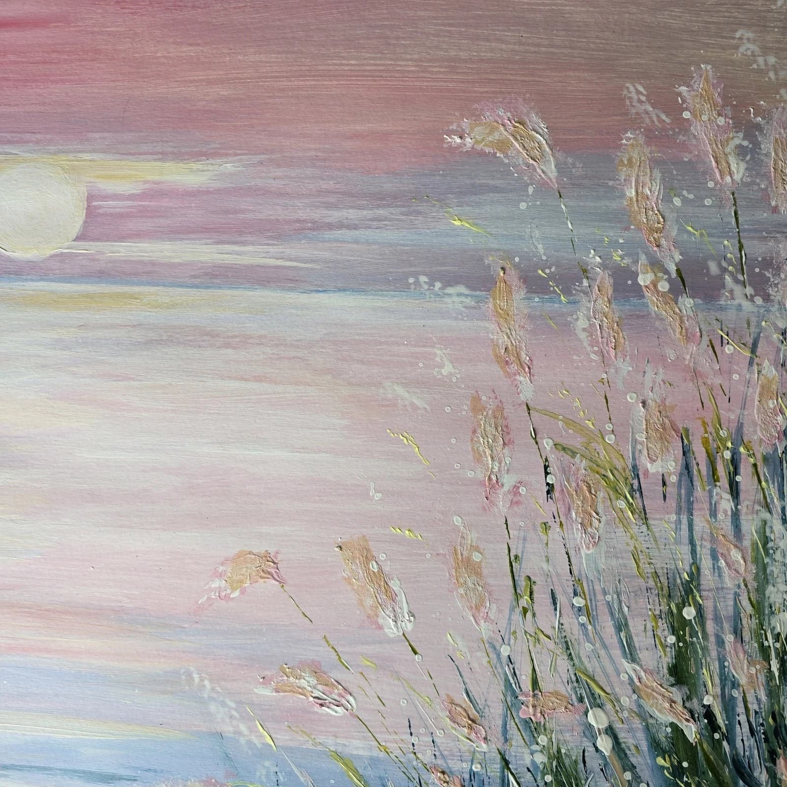 Large Acrylic Coastal Sunset Painting Framed Floral Gift thumbnail 21