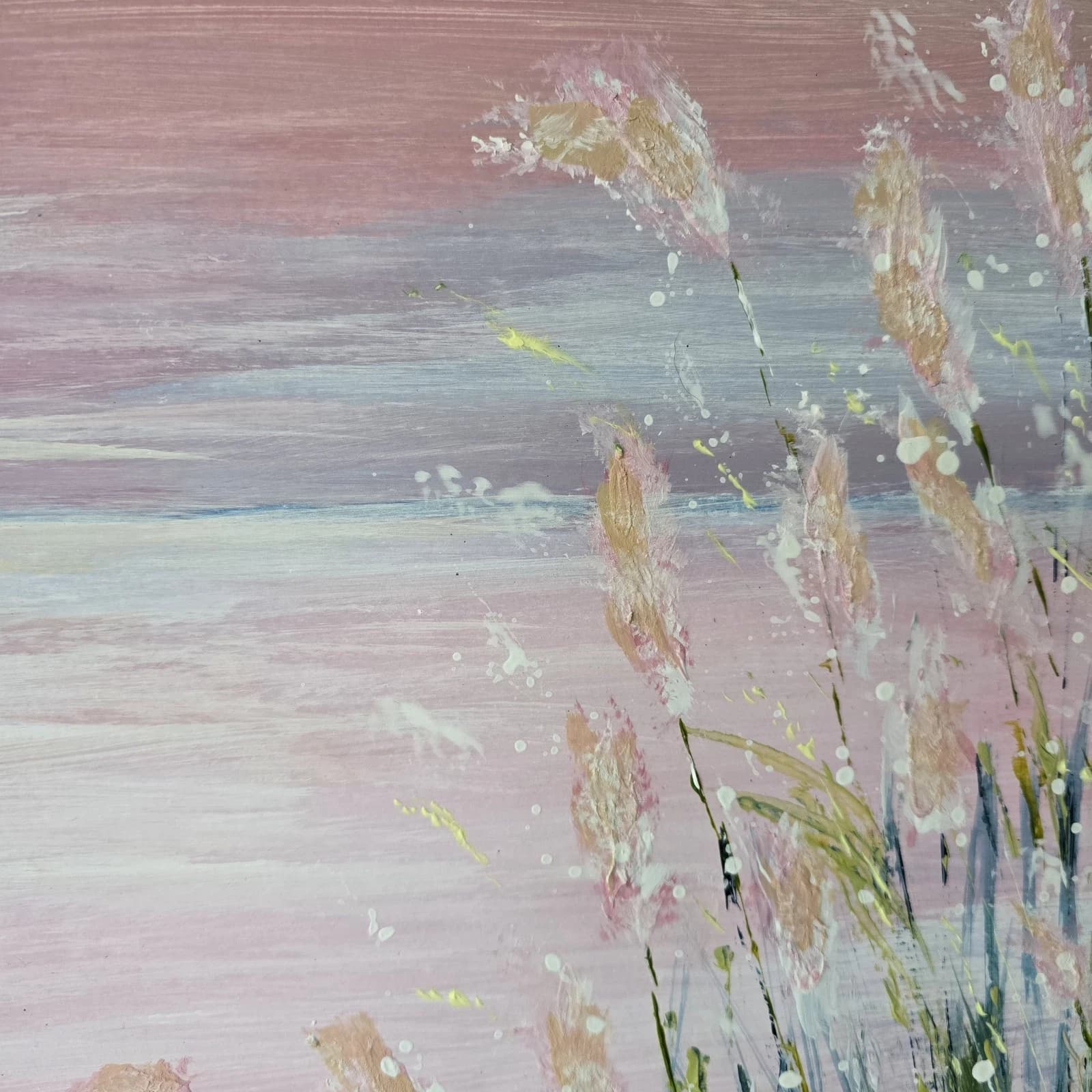 Large Acrylic Coastal Sunset Painting Framed Floral Gift thumbnail 6