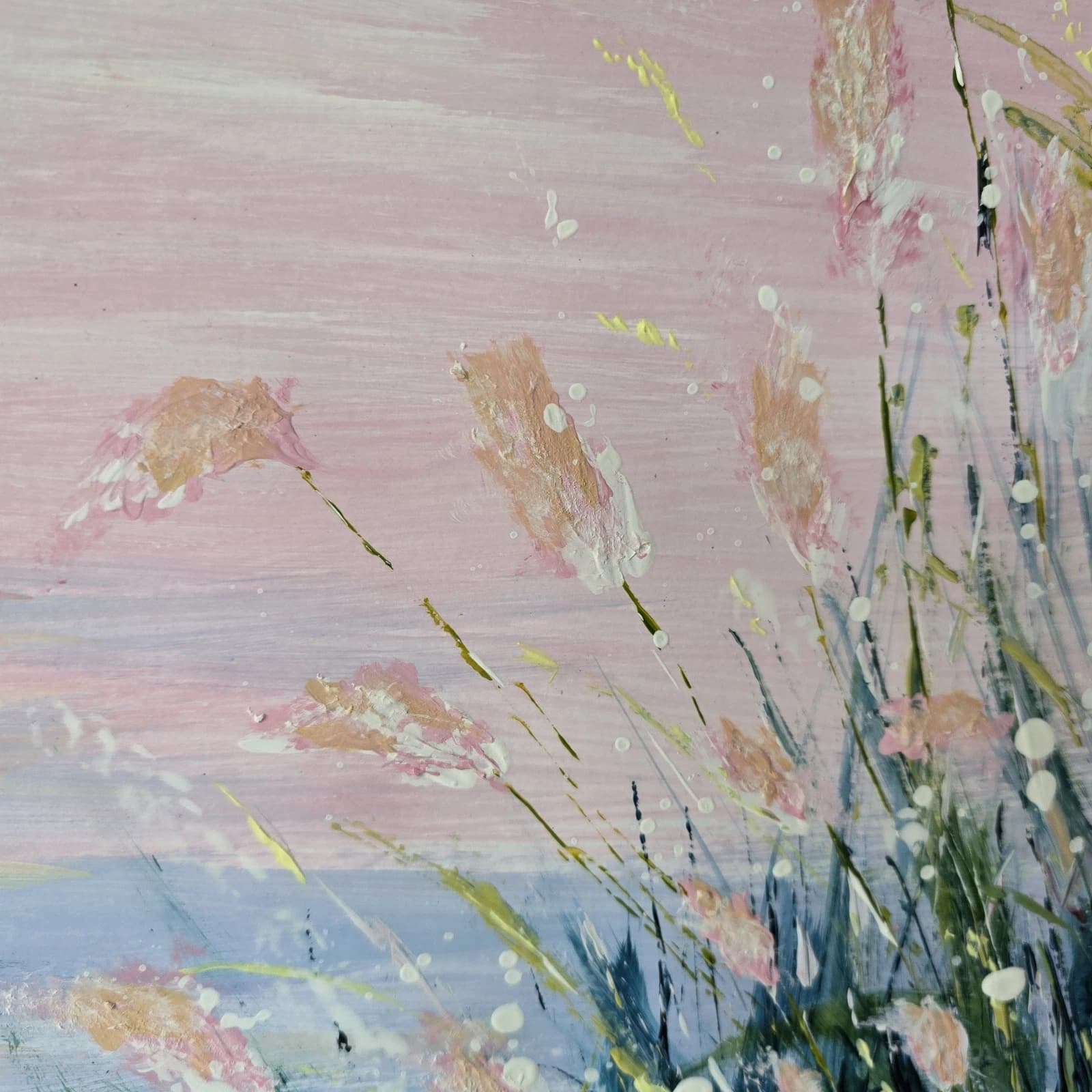 Large Acrylic Coastal Sunset Painting Framed Floral Gift thumbnail 8
