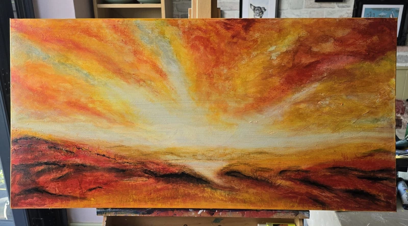 Large Lake District Sunset Painting thumbnail 2