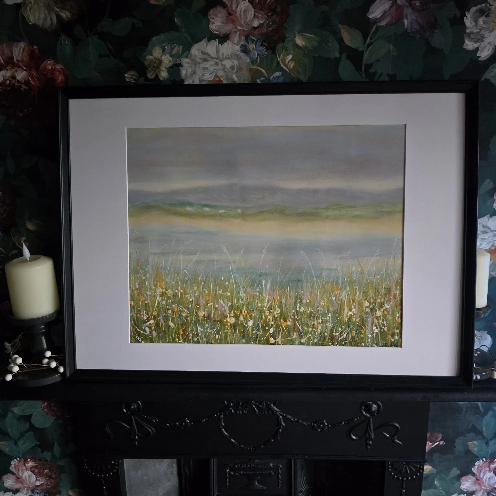 Large Pastel Coastal Menai Straits Estuary Painting Framed Dunes thumbnail 6