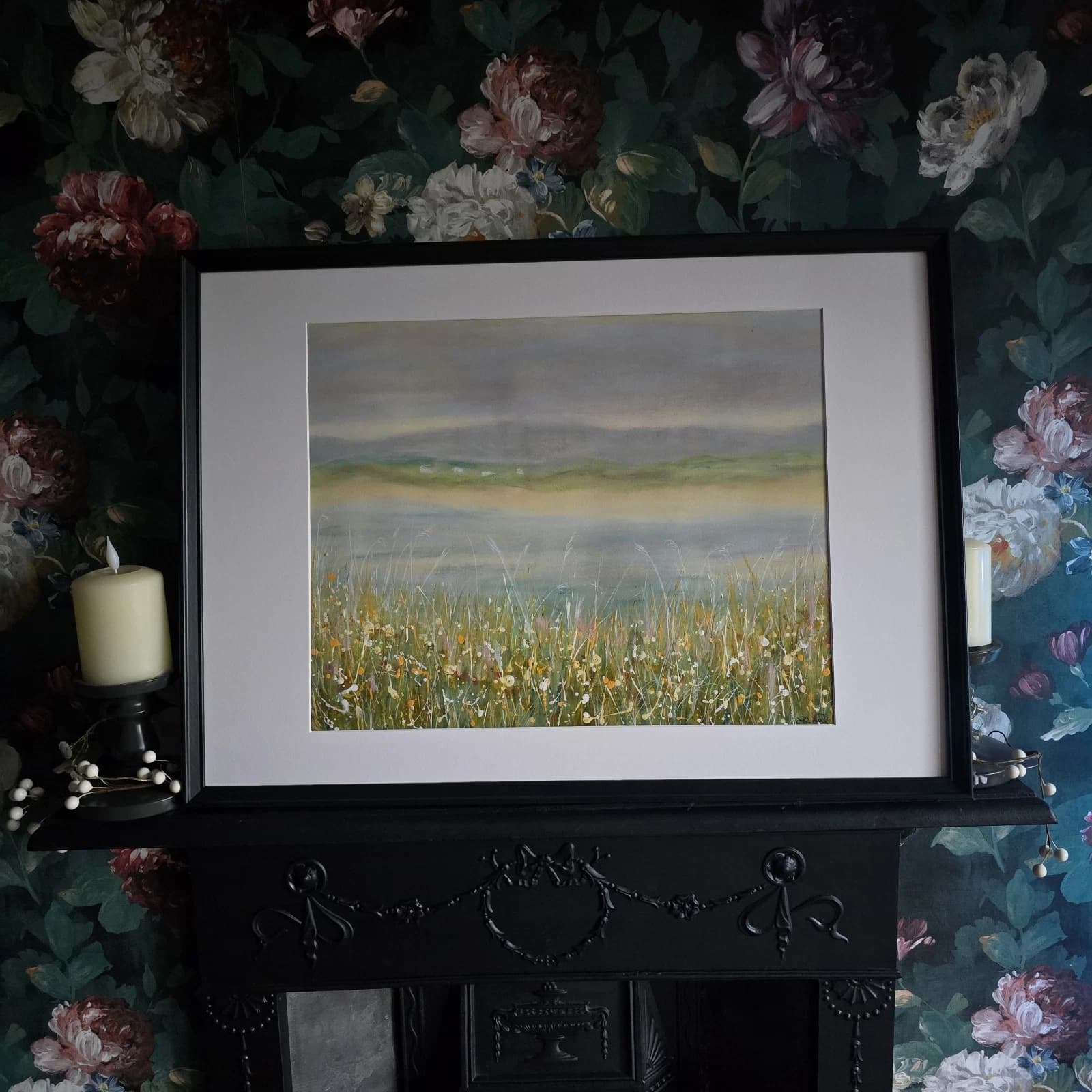 Large Pastel Coastal Menai Straits Estuary Painting Framed Dunes thumbnail 8